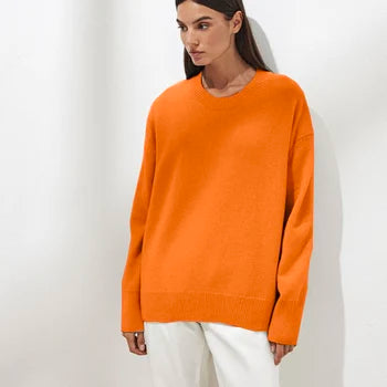 Norielle oversize pletený svetr s kulatým výstřihem béžový