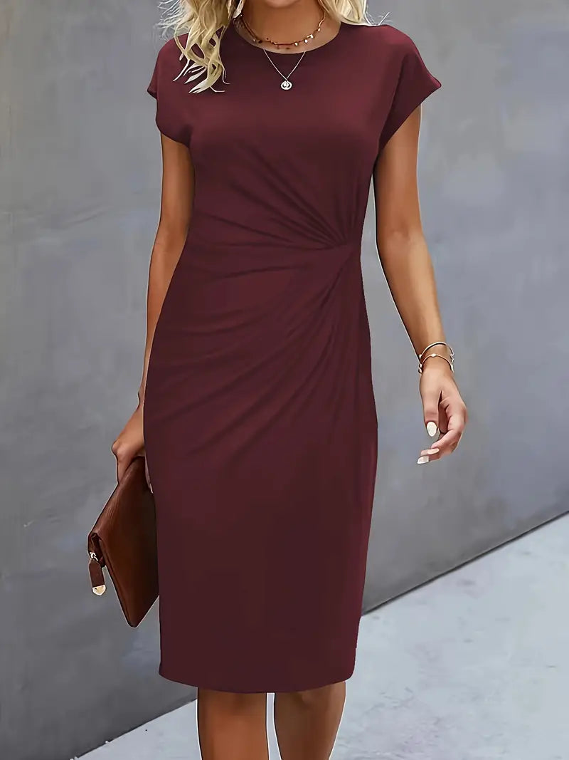Norielle midi šaty s řasením červená M elegantní