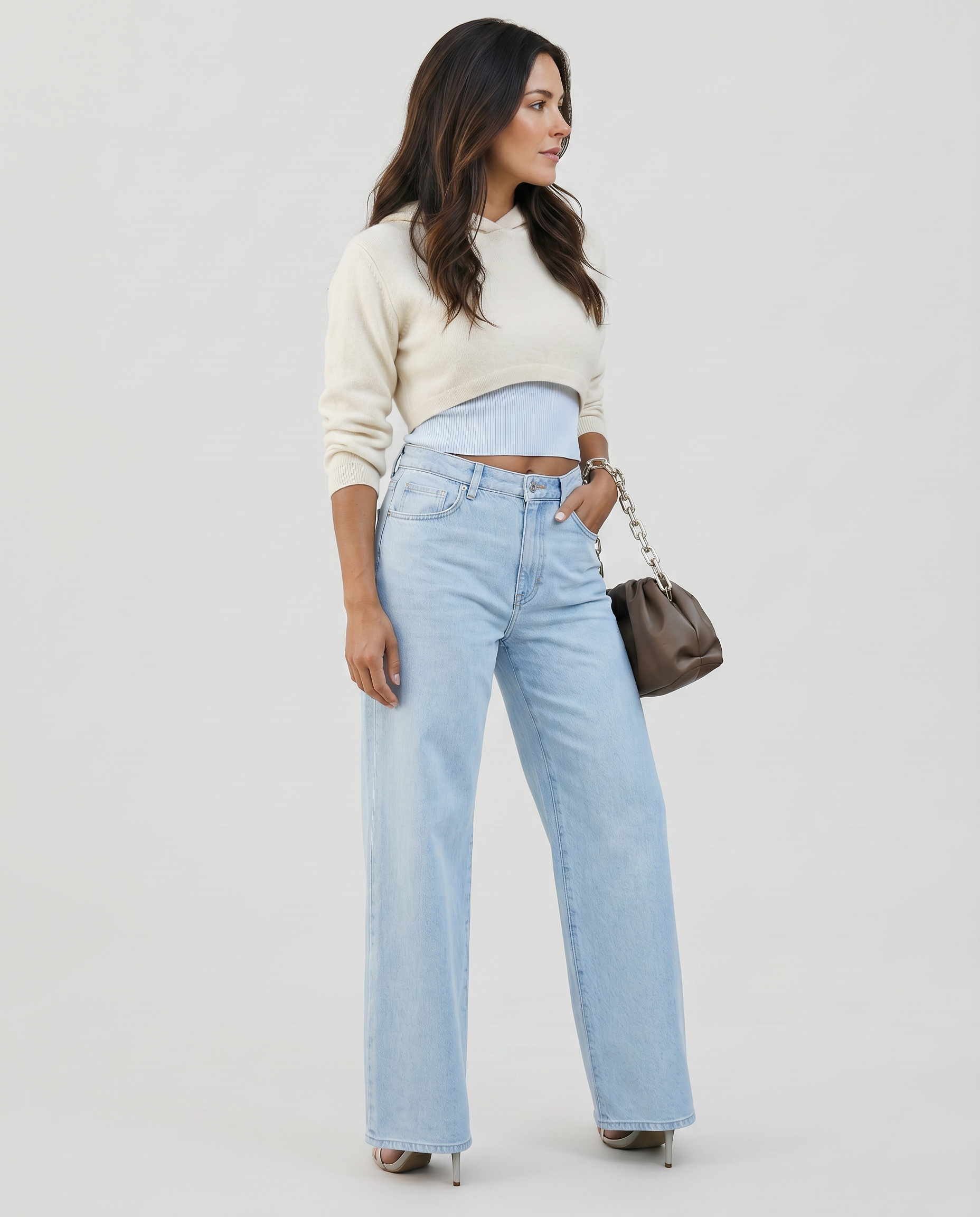 Norielle modré dámské džíny wide leg s dírami
