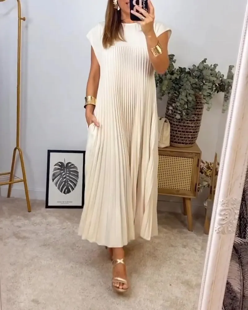 Norielle Bronisława maxi šaty bez rukávů béžové