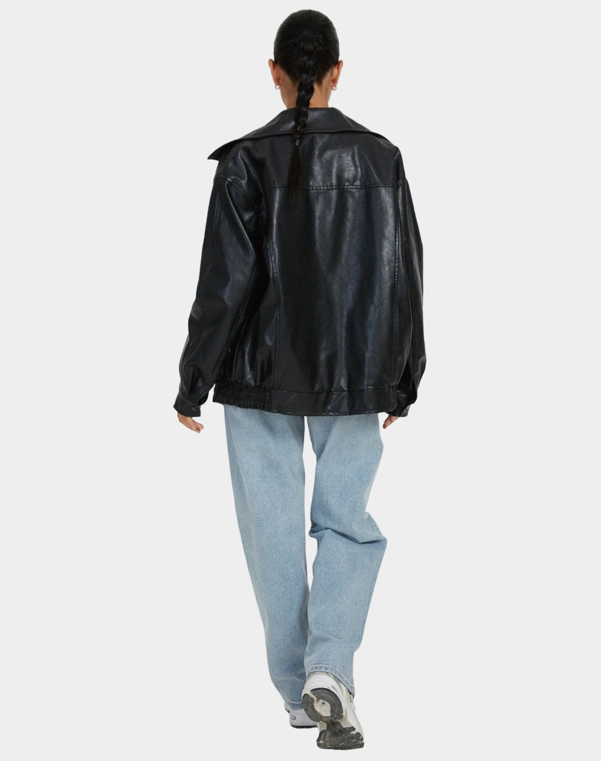 Norielle Oversize koženková bunda hnědá volná