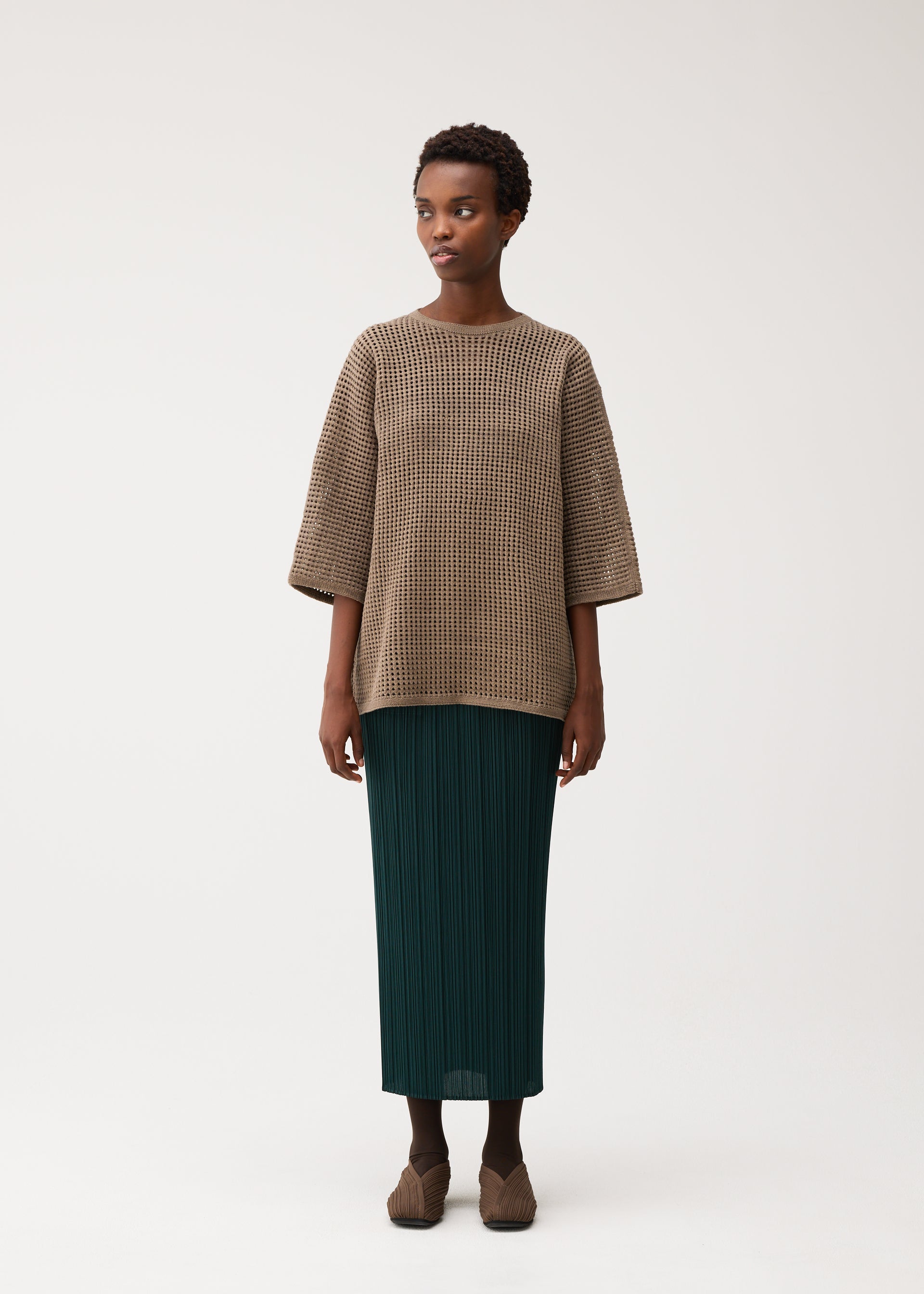 Pleats Please Issey Miyake Dot Knit vlněný svetr černý