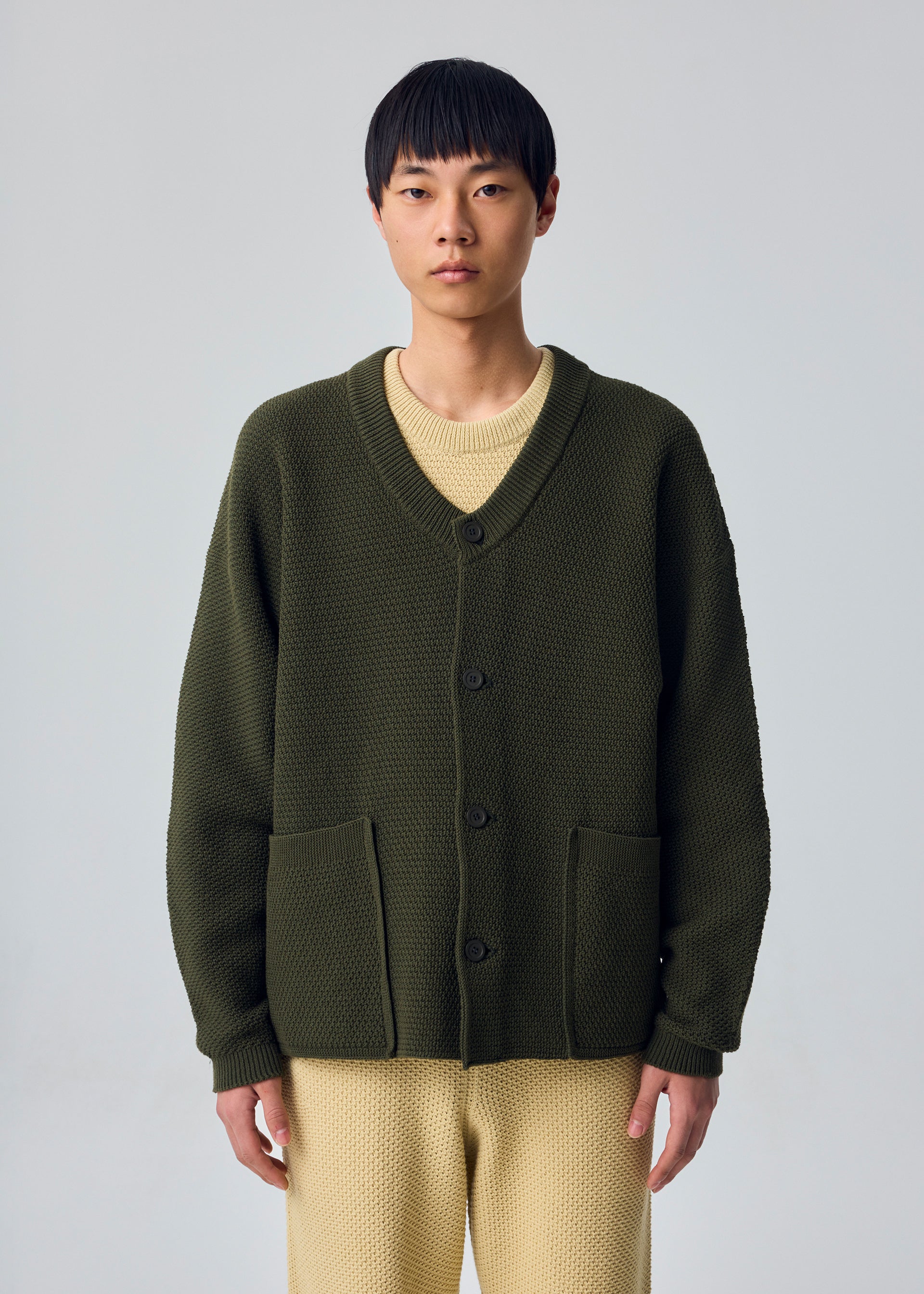 Issey Miyake Rustic Knit kardigan Black vlněný