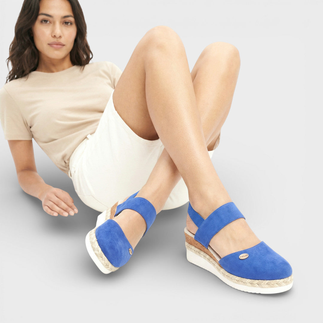 Norielle ploché sandály s elastickými pásky béžová espadrilky