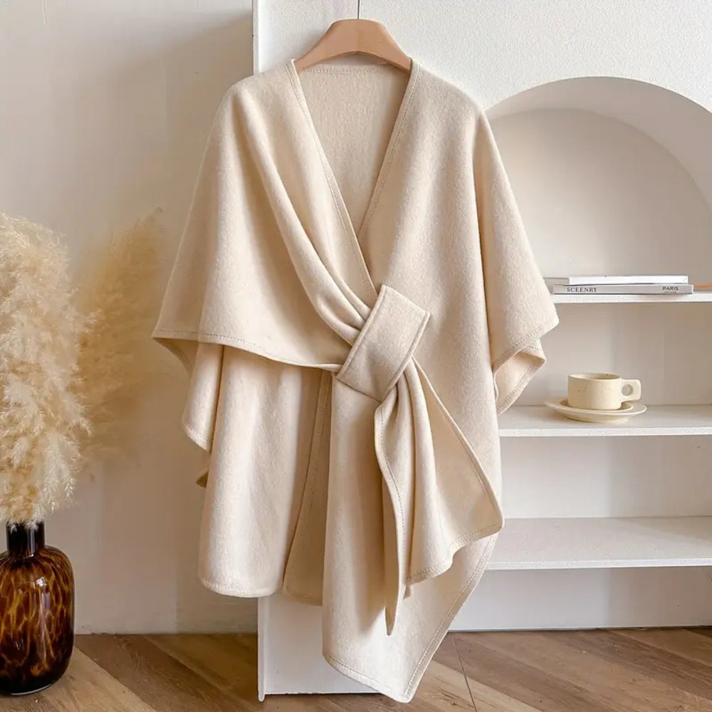 Norielle oversize pončo s páskem světle hnědé