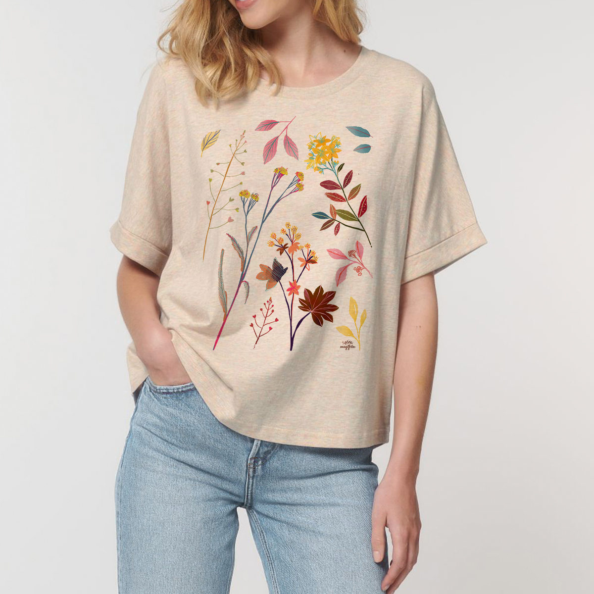 Magifešn KIMONO tričko Herbář Day oversized
