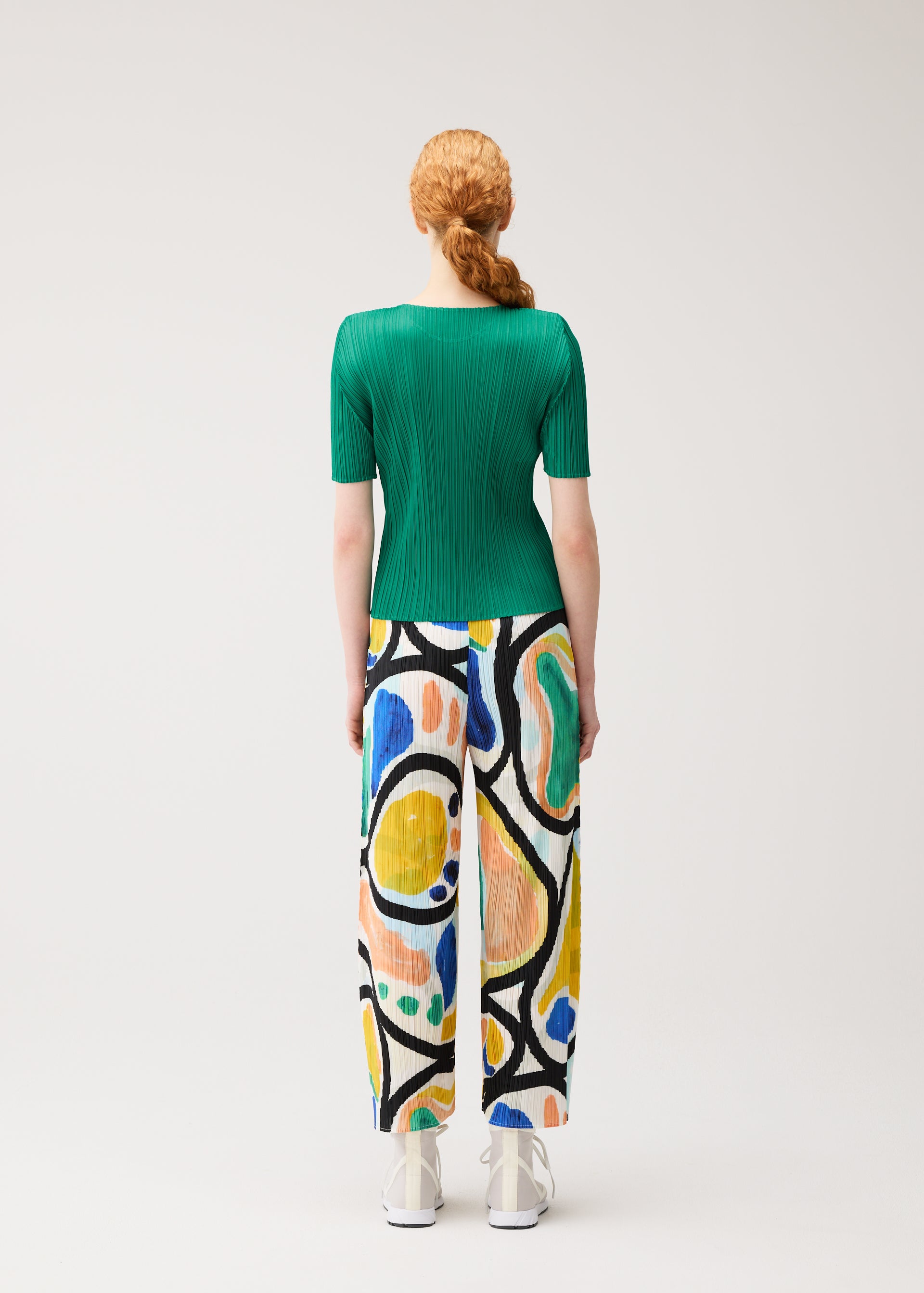 Issey Miyake Pleats Please Roll kalhotyširoké světle modré plisované