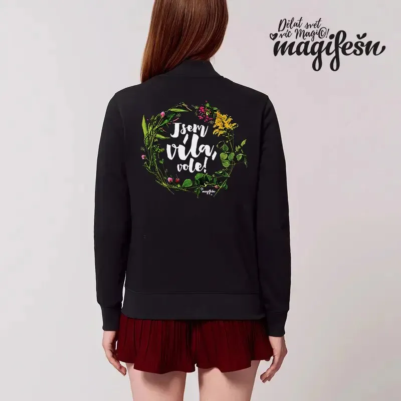Magifešn BIO Bomber XX mikina Jsem víla, vole! Luční Night biobavlna