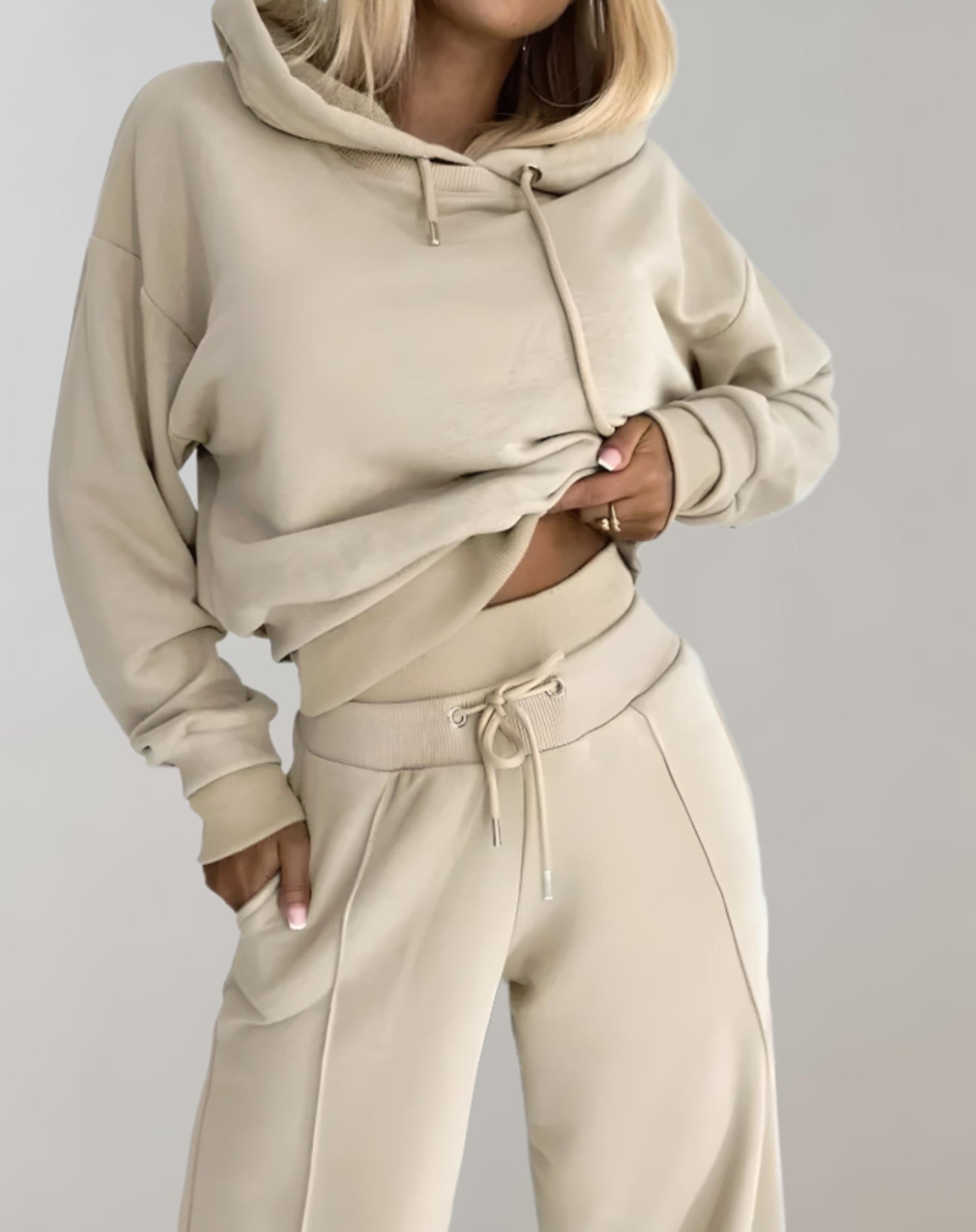 Norielle Casual Set dámská tepláková souprava s kapucí šedá