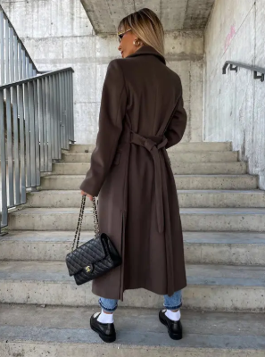 Norielle dlouhý kabát trench s páskem černý