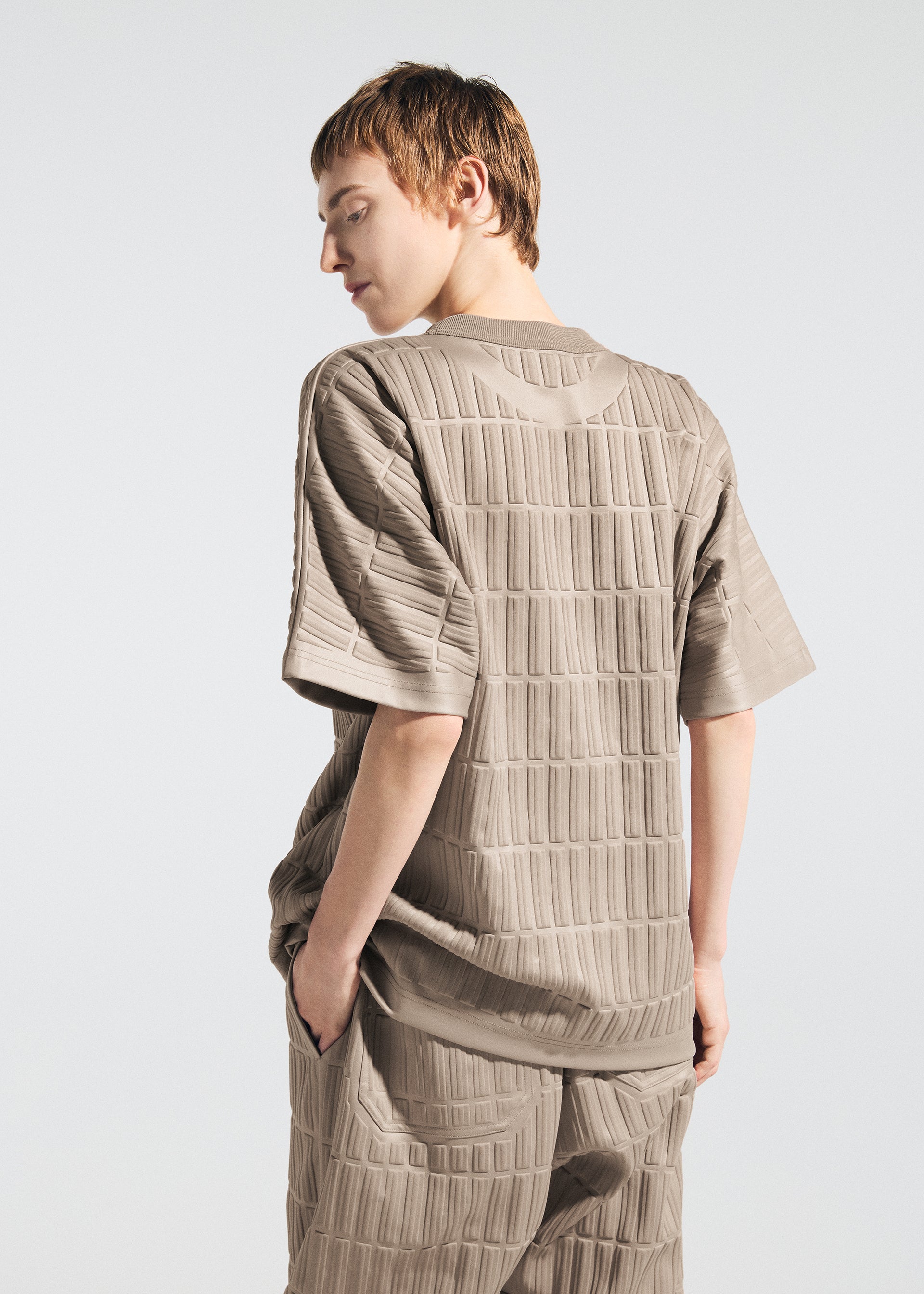 Issey Miyake Type-E 001 kalhoty béžové vel. 3 reliéfní