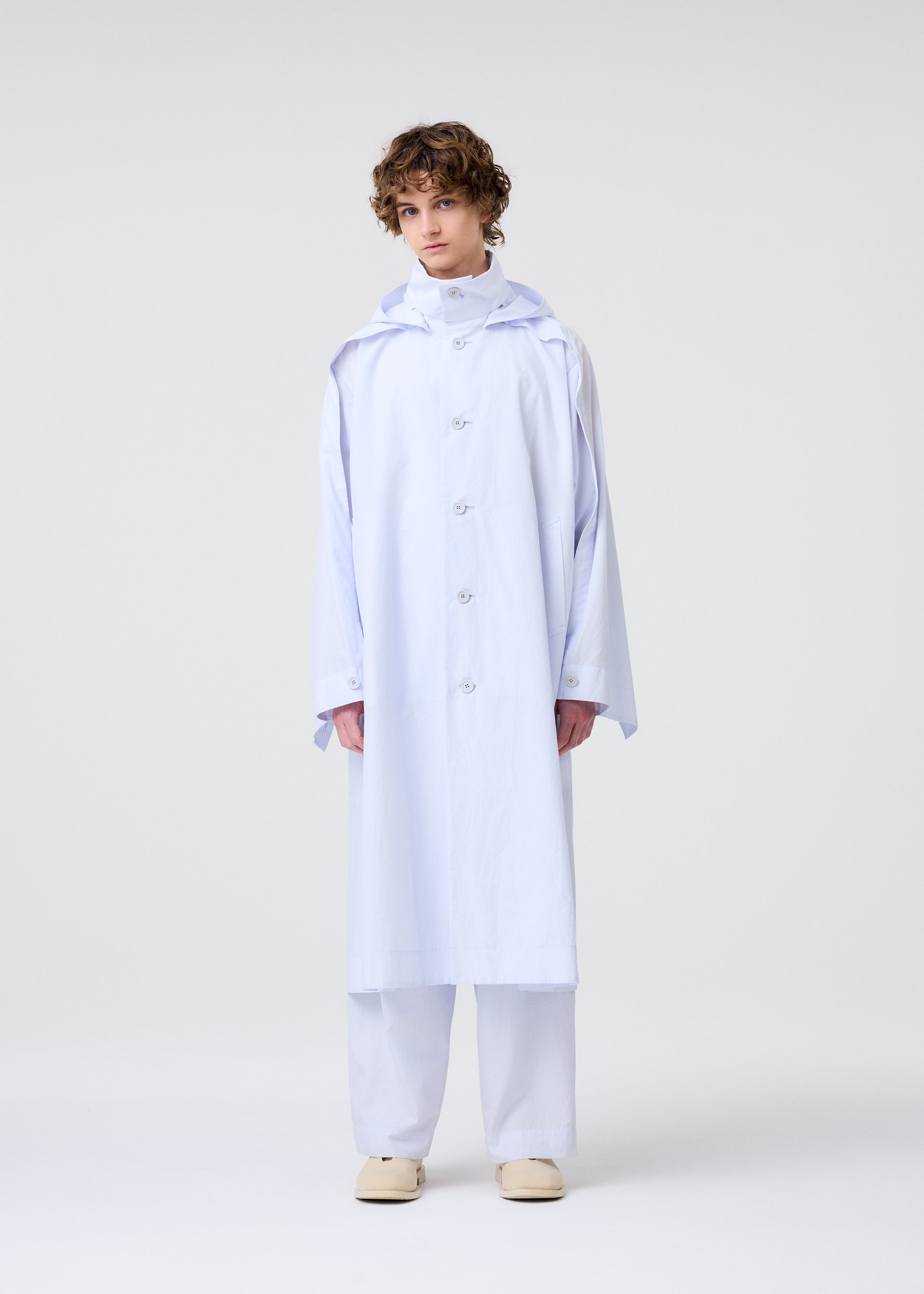Issey Miyake Homme Plissé Freshen kabát white kapuce