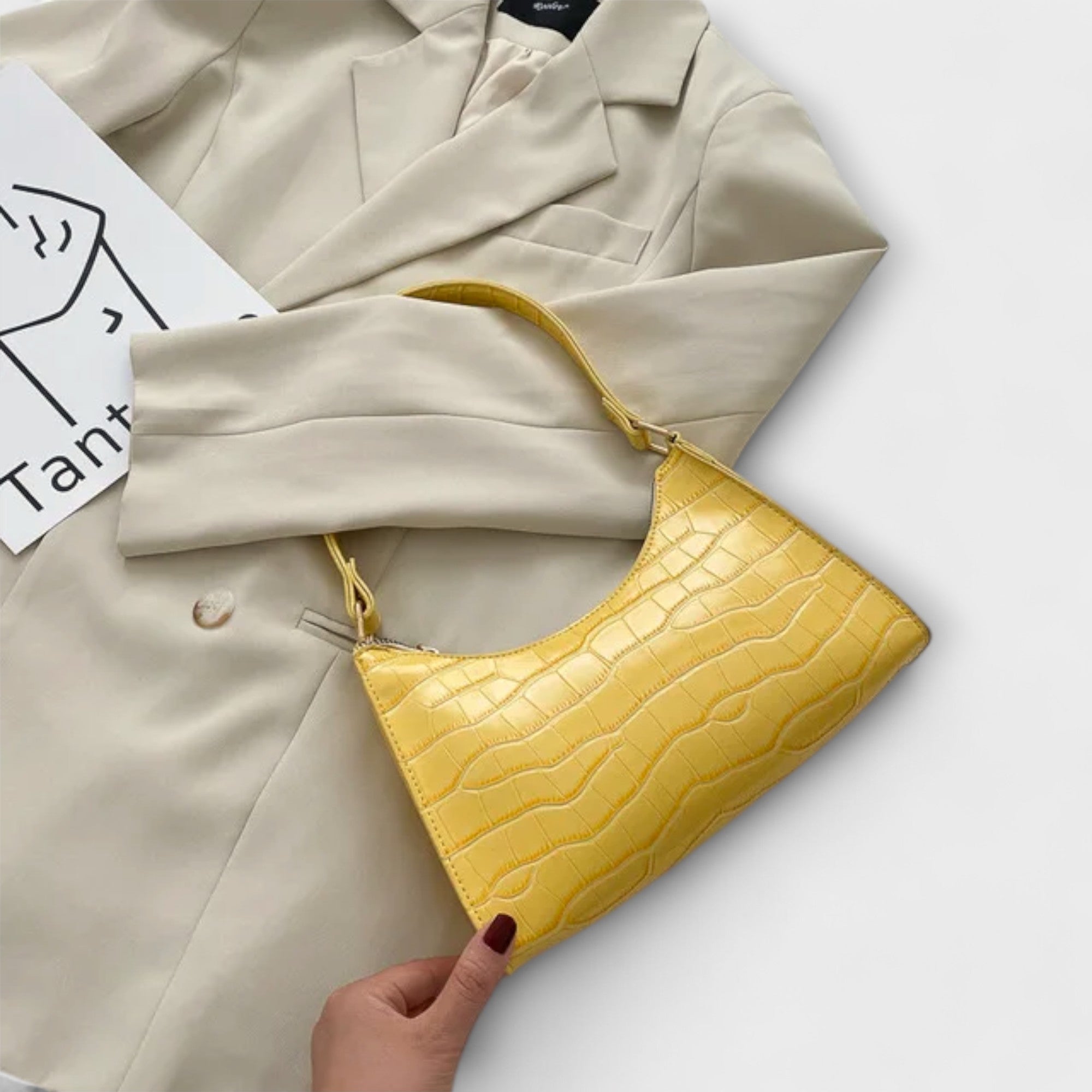 Norielle kabelka zelená croco bageta mini