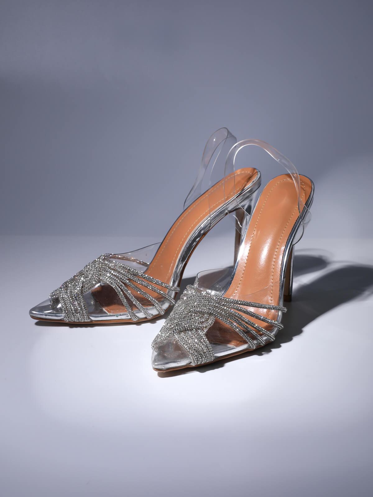 Norielle lodičky slingback stříbrné s kamínky