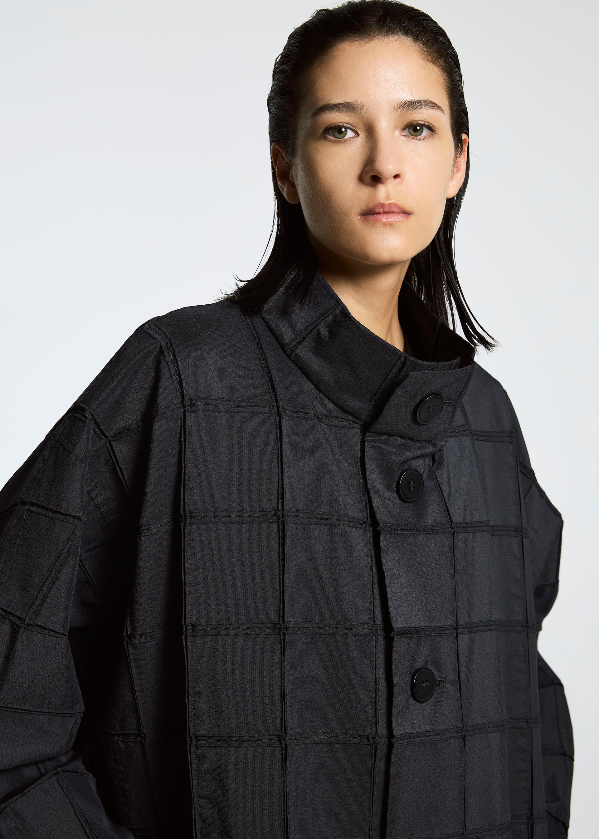Issey Miyake Type-O 002 kabát černý lehký strečový vel. 1