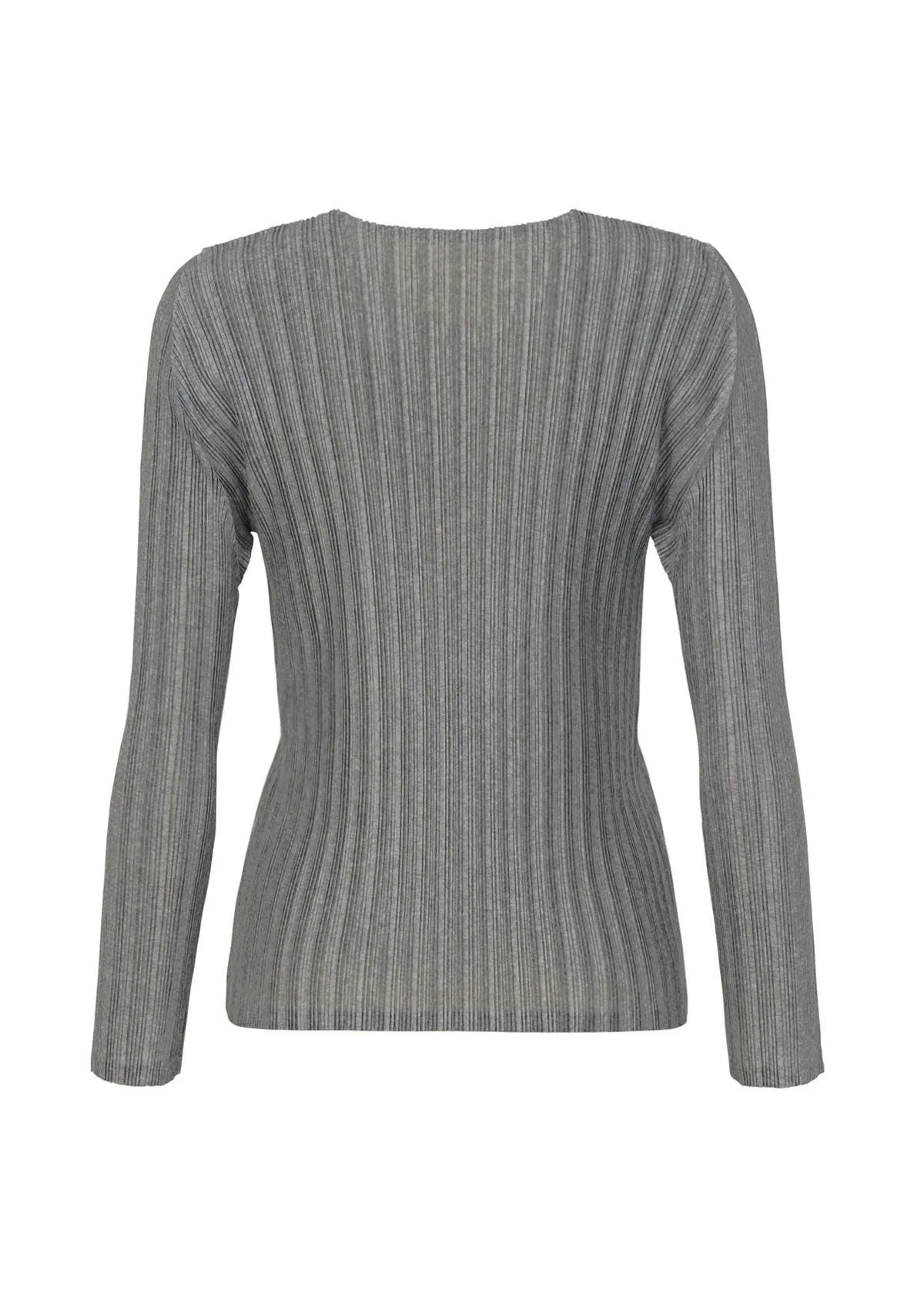 Issey Miyake Rib Pleats Basics top světle šedý dlouhý rukáv
