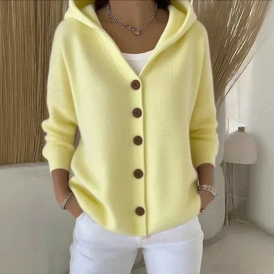 Norielle pletený cardigan s kapucí na knoflíky růžový