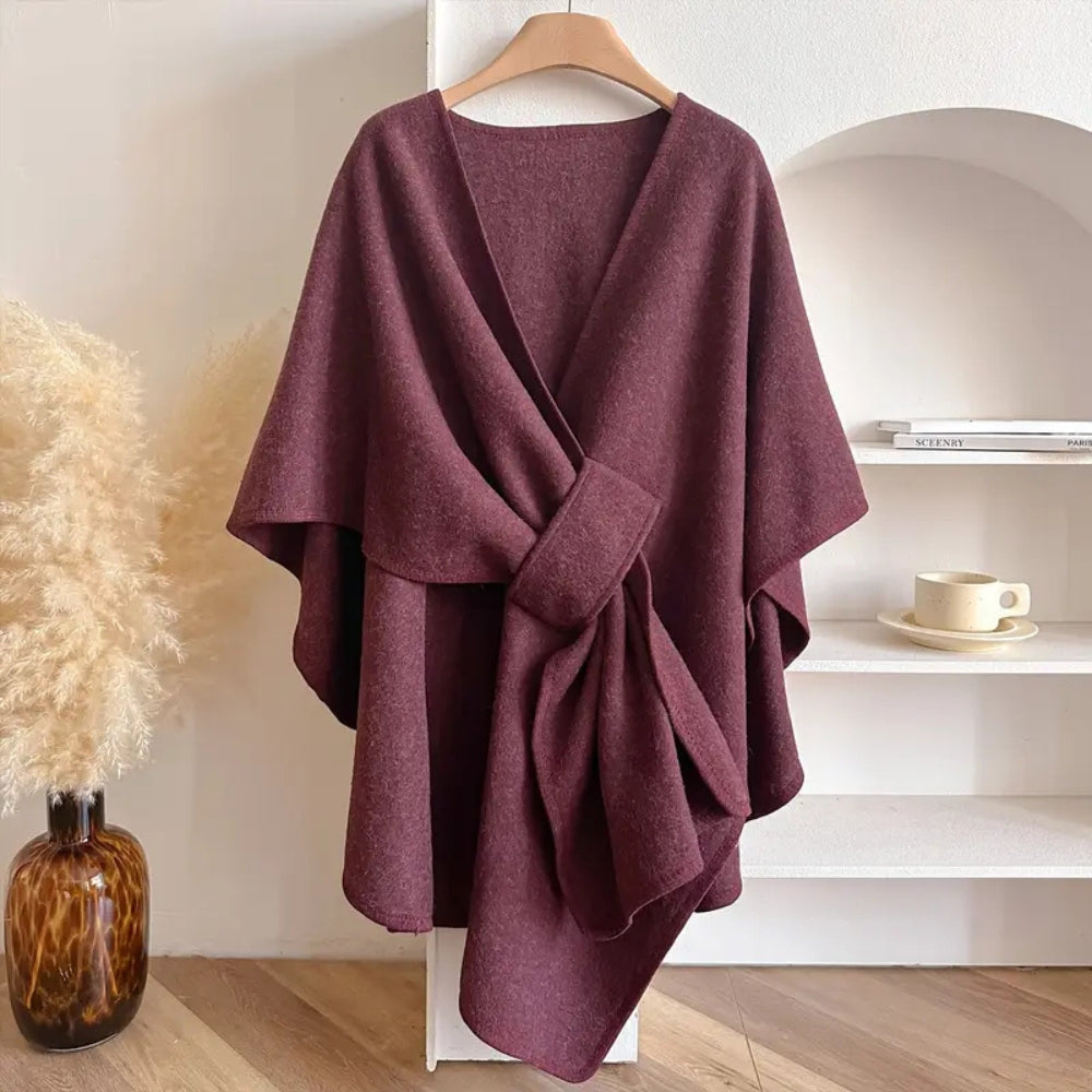 Norielle oversize pončo s páskem světle hnědé