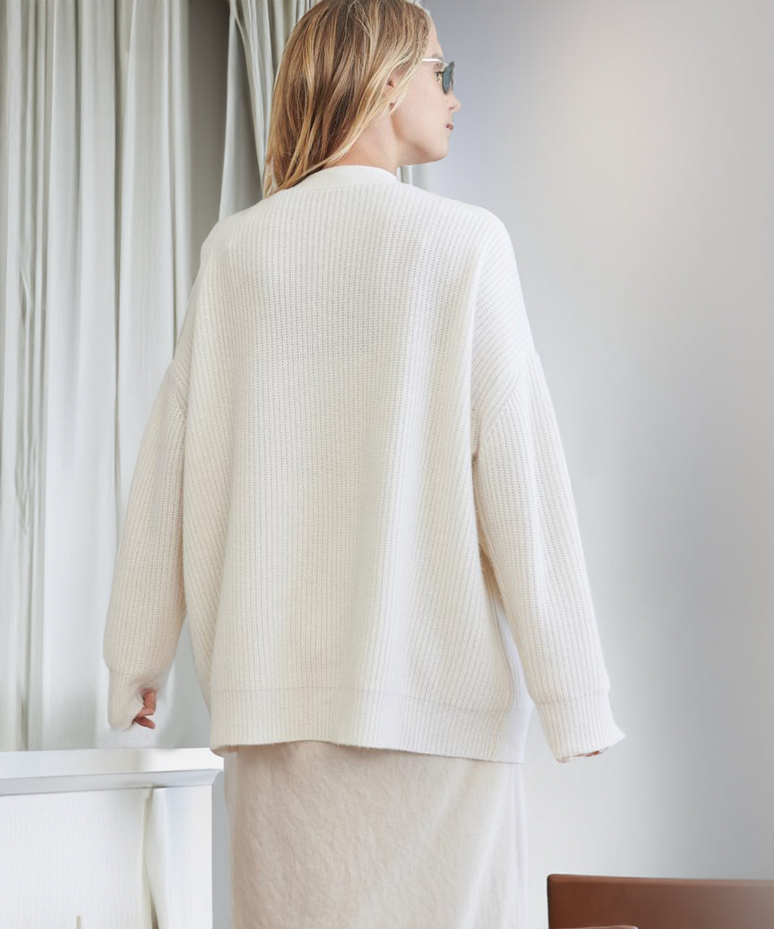 Norielle žebrovaný cardigan camel oversize s knoflíky