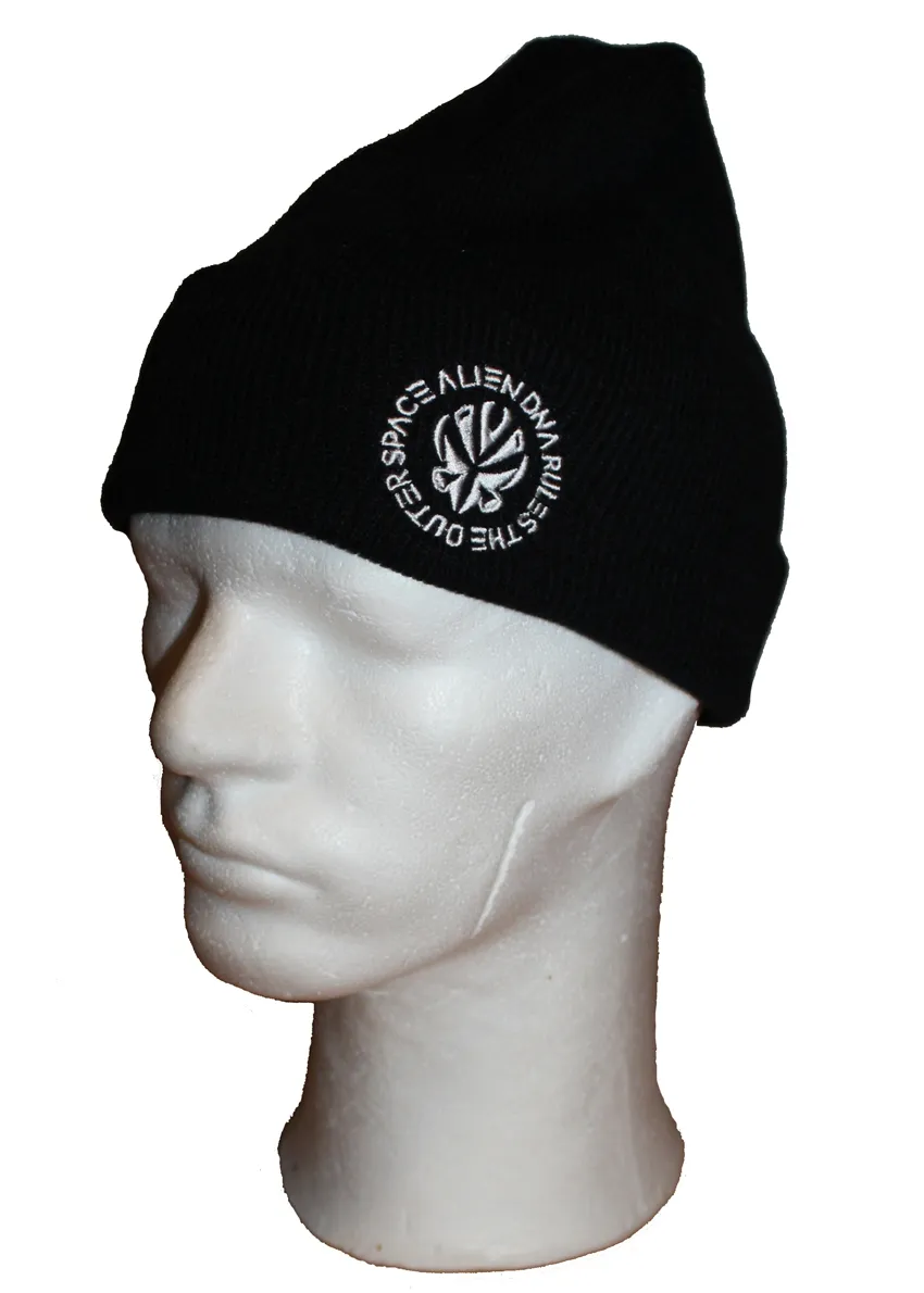 Alien DNA Outer Space pletený kulich černý unisex výšivka