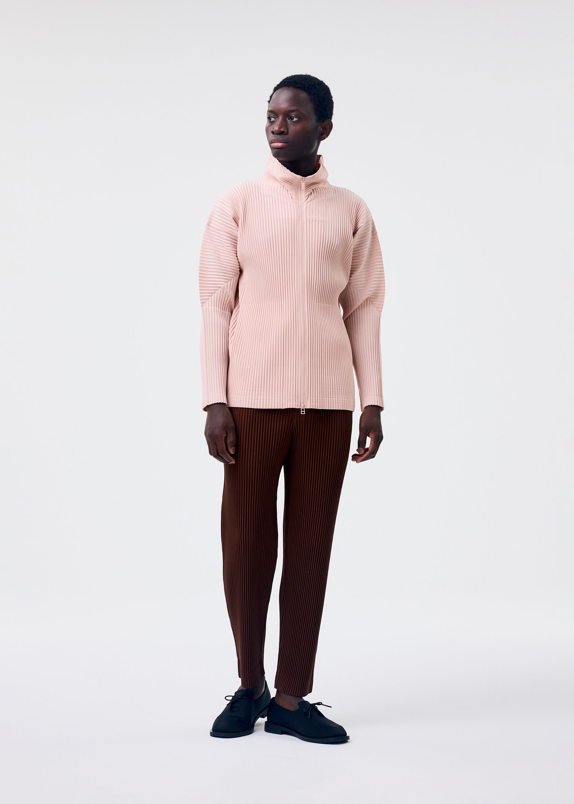 Issey Miyake Color Pleats 2 mikina na zip vínová