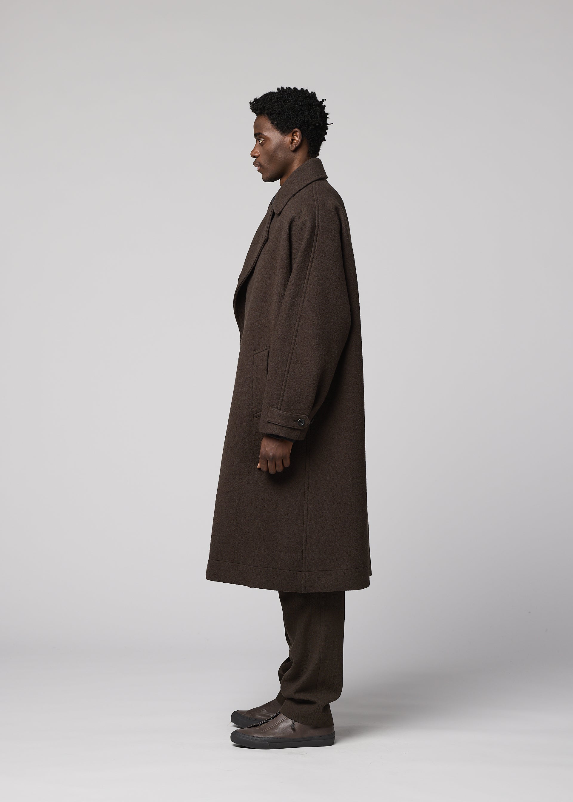 Issey Miyake IM Men Fuller Wool vlněný kabát černý