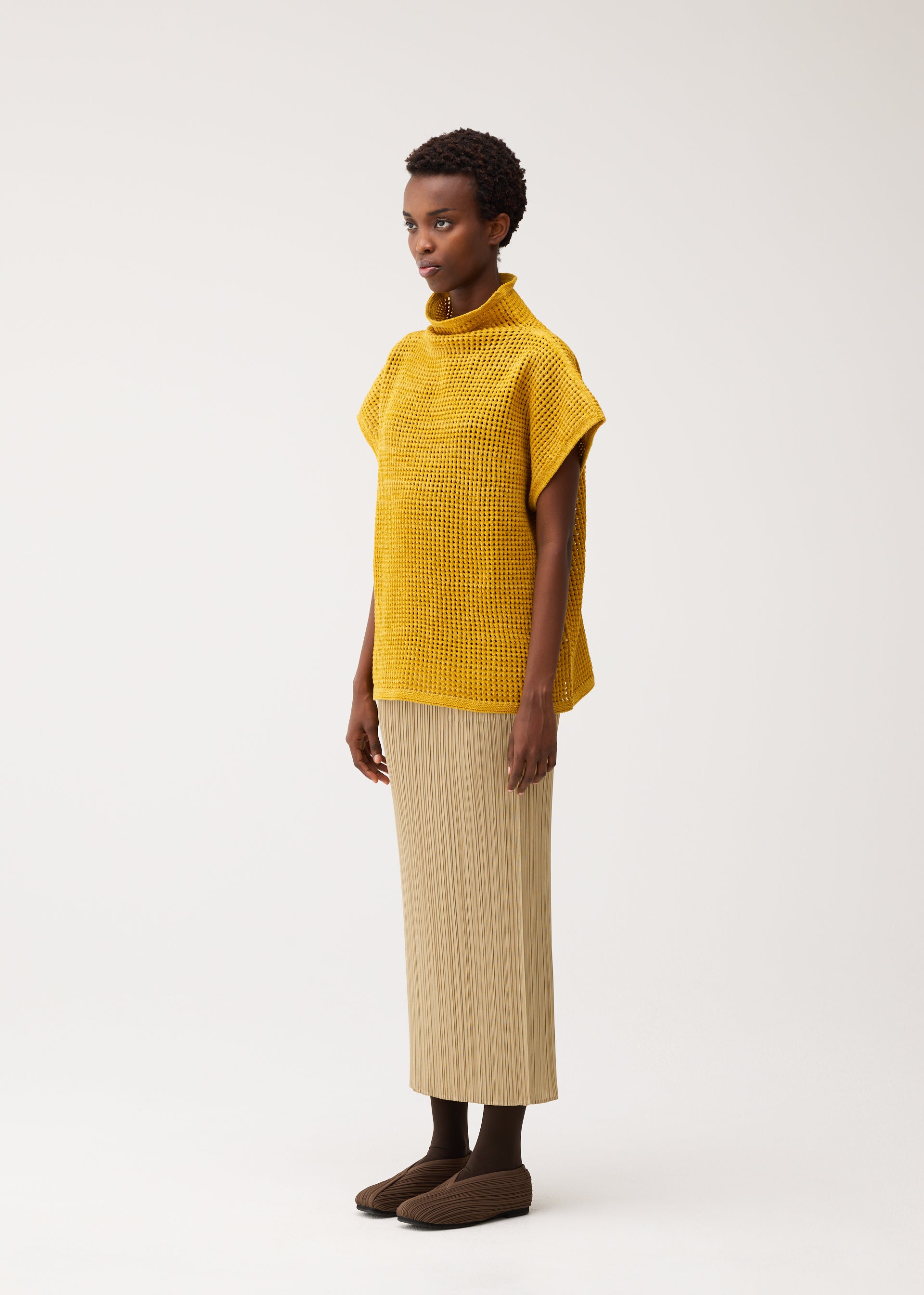 Issey Miyake Pleats Please Dot Knit svetr černá vlněný