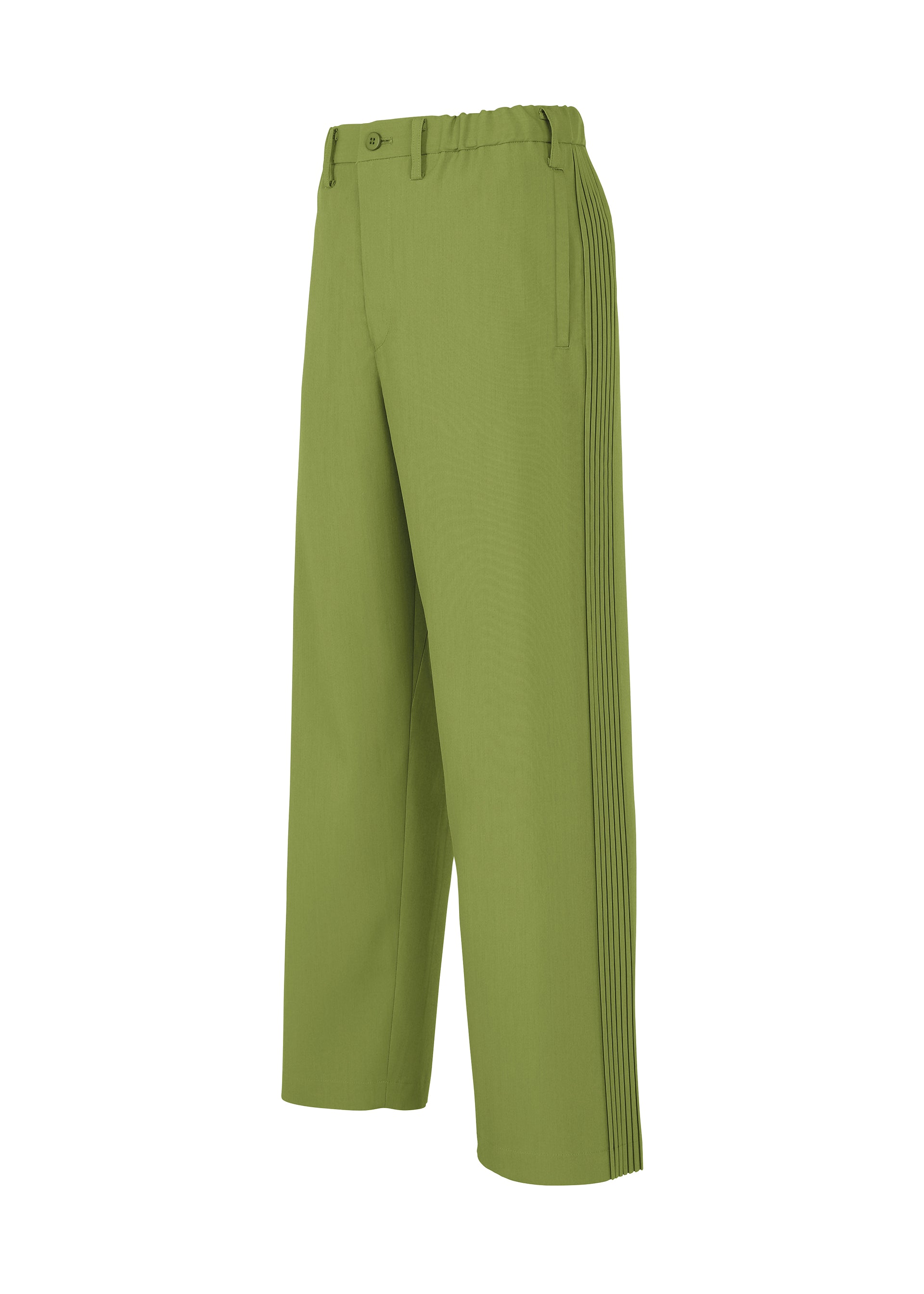 Issey Miyake Air Pleats kalhoty khaki odlehčené