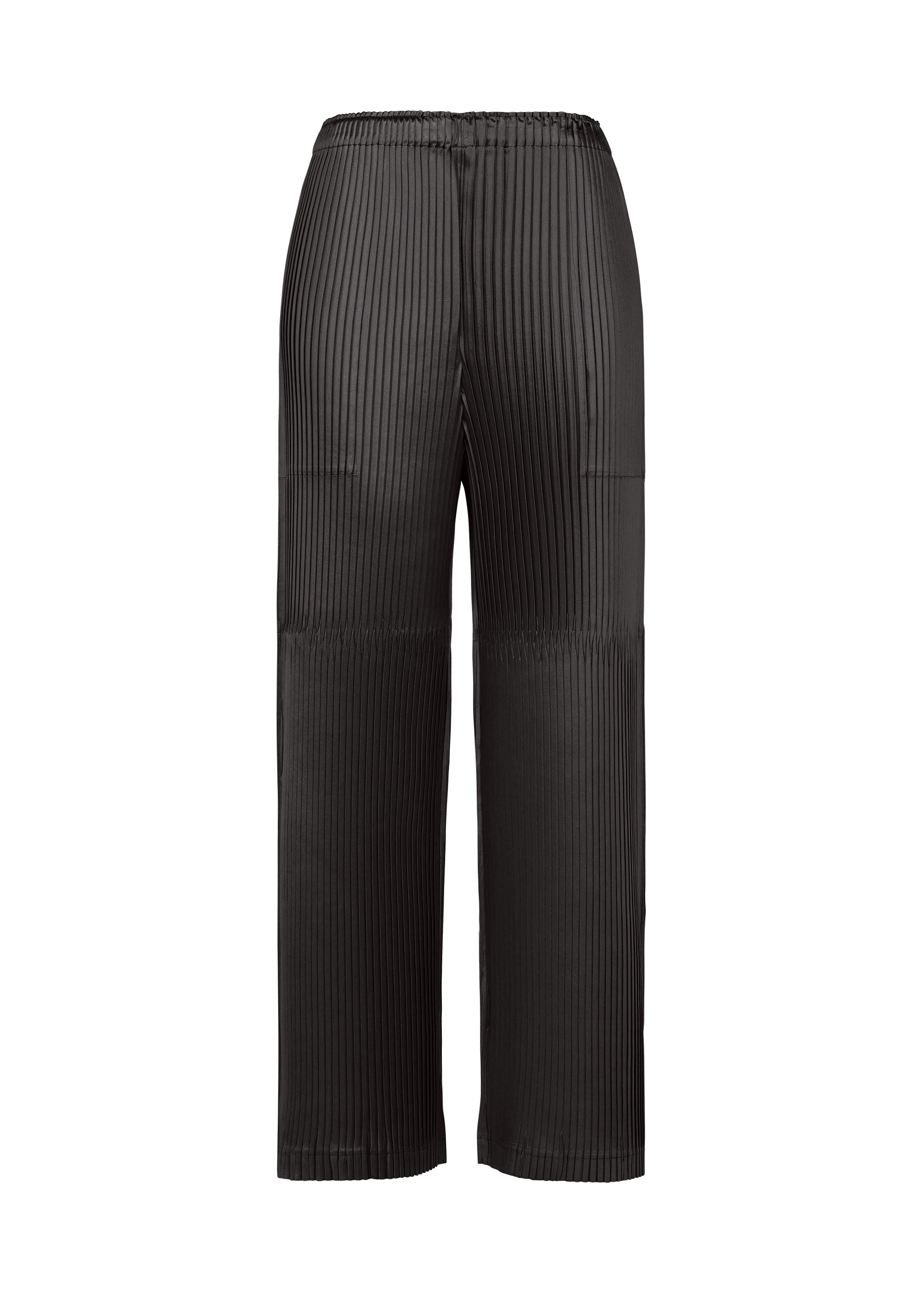 Issey Miyake GLOSSED PANELS PLEATS kalhoty šedé lesklé