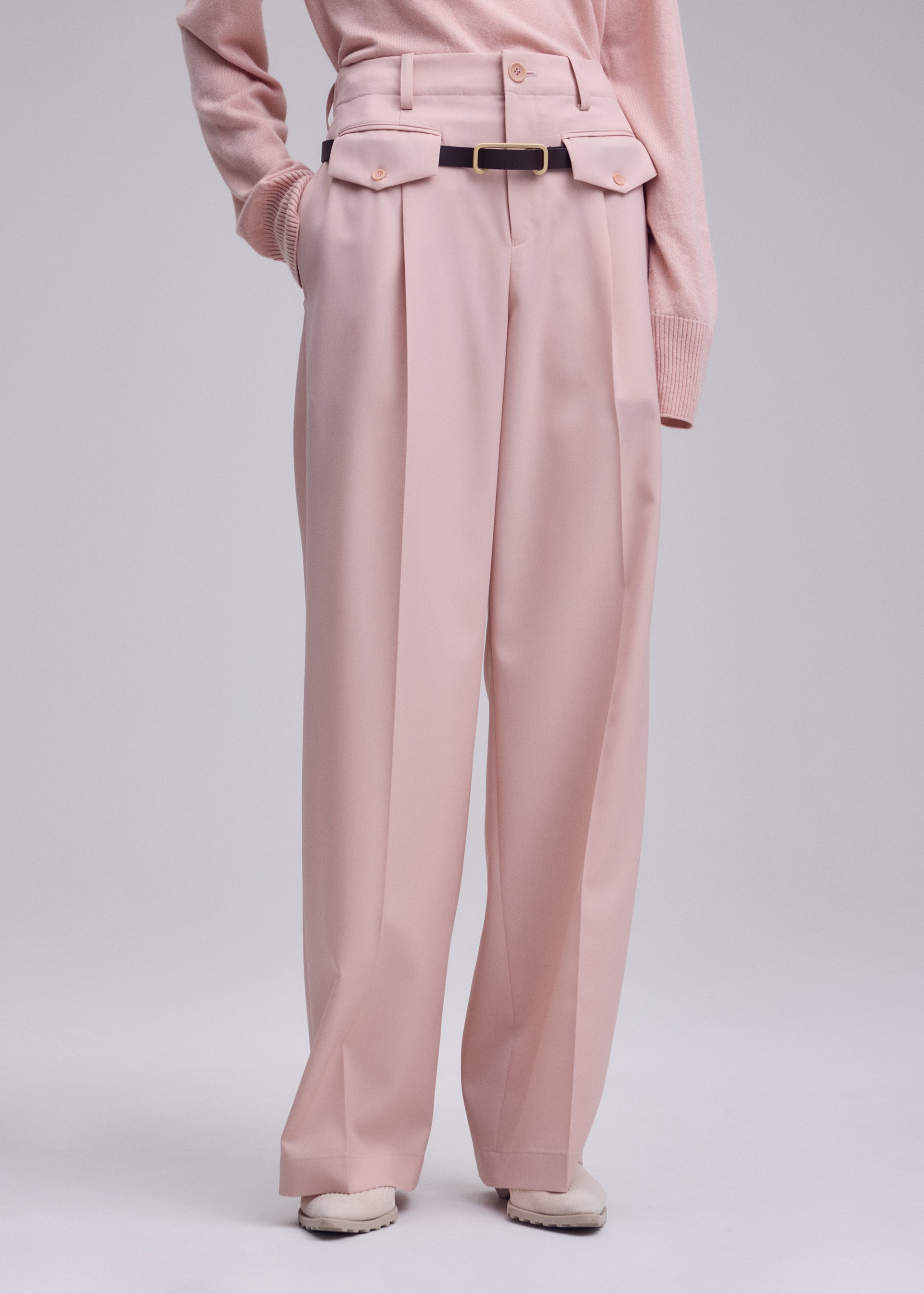 Issey Miyake Lustrous Wool kalhoty šedé vlněné