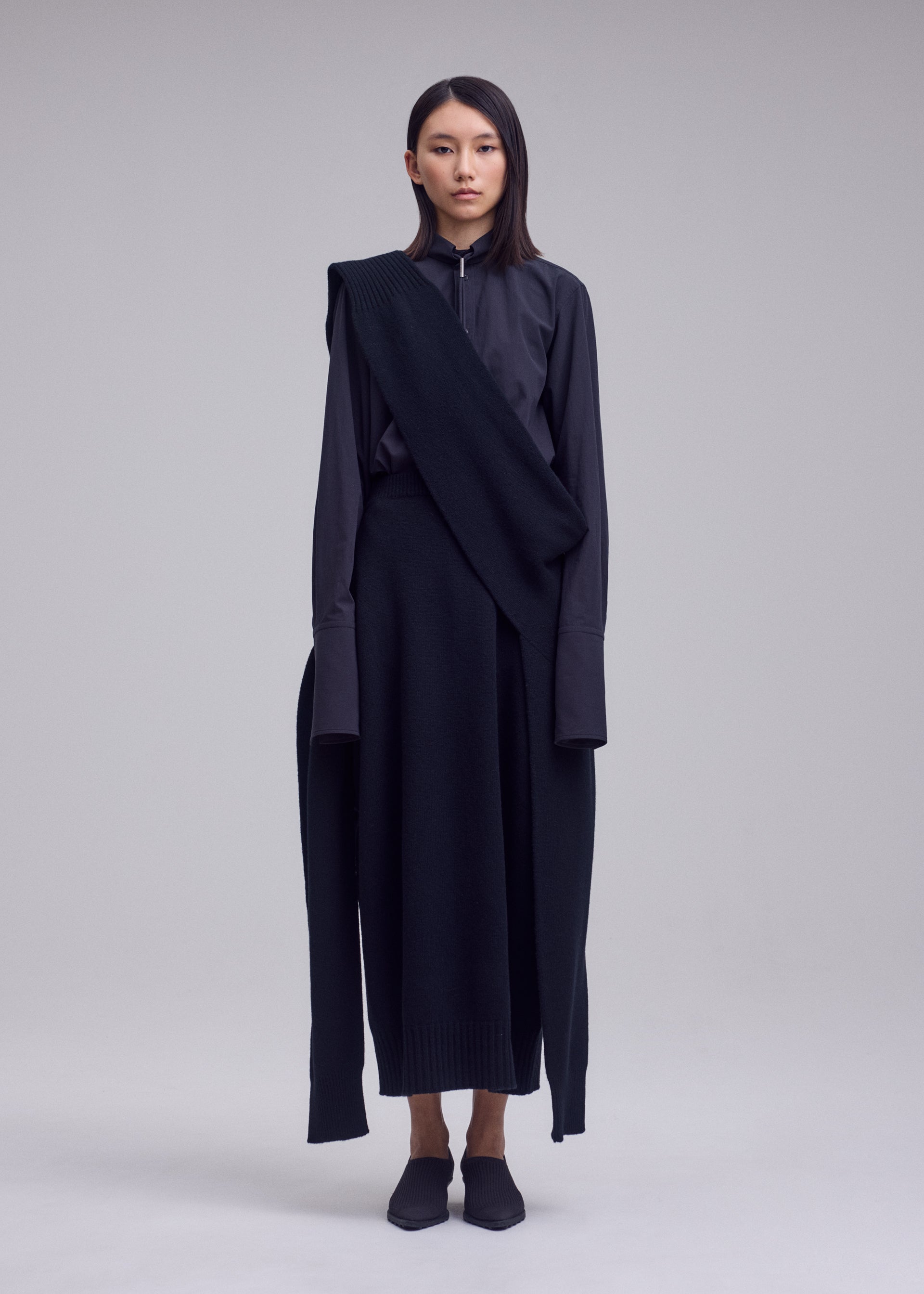 Issey Miyake O Knit sukně off-white vlněná