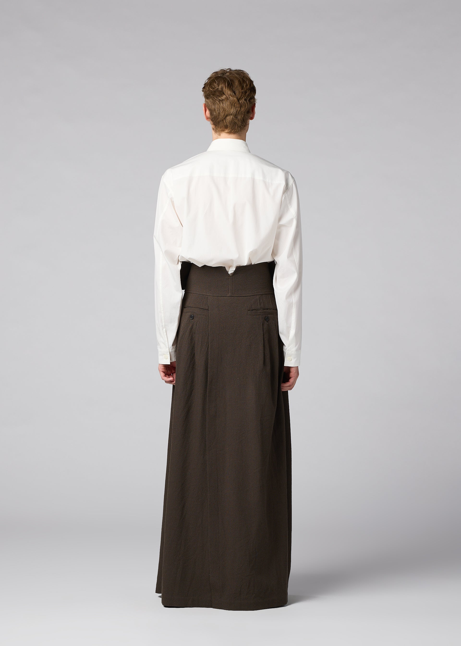 Issey Miyake SHRINK WOOL široké kalhoty černé