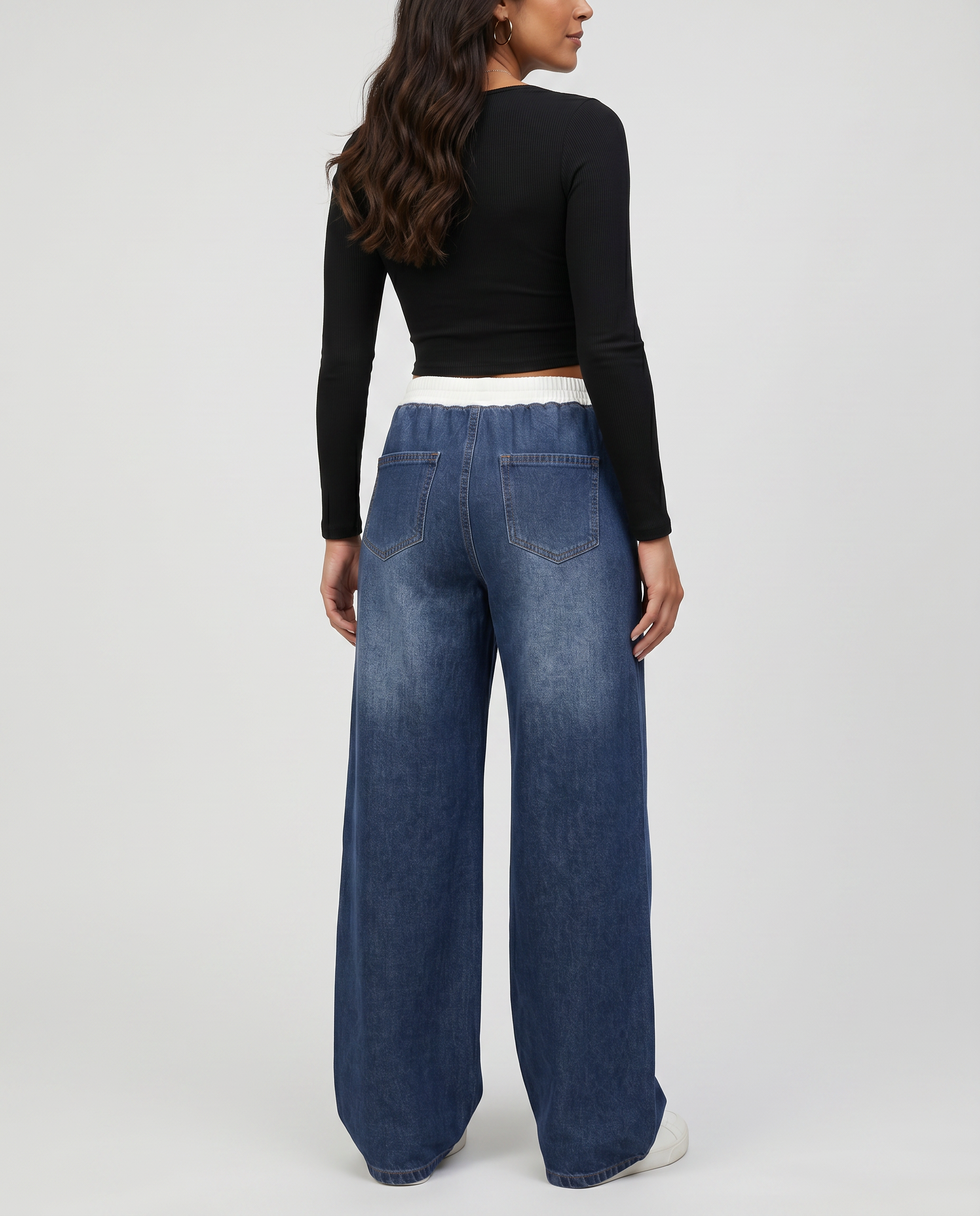 Norielle široké džíny modré šňůrka v pase denim