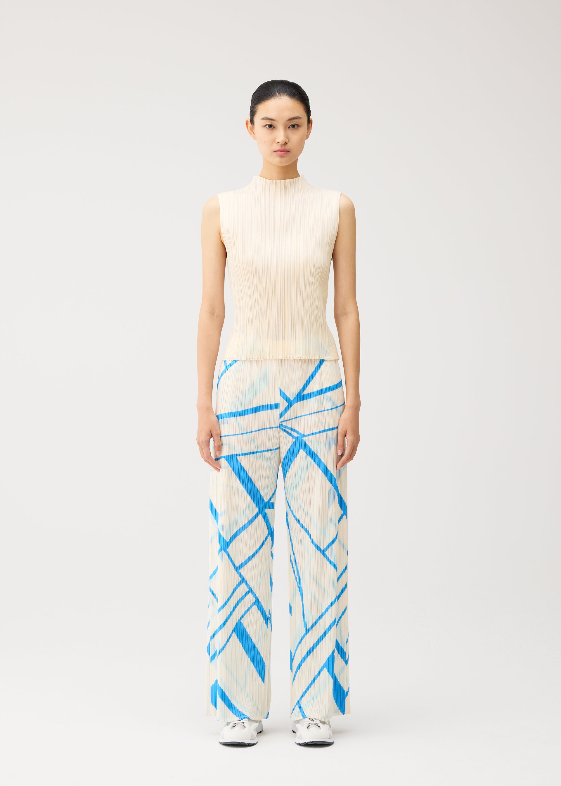 Issey Miyake Fold Line kalhoty Off White rovné