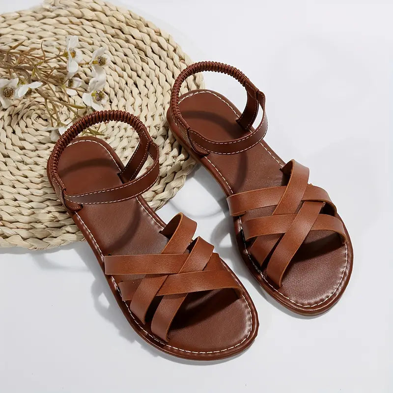 Norielle boho sandály ploché hnědé s pásky
