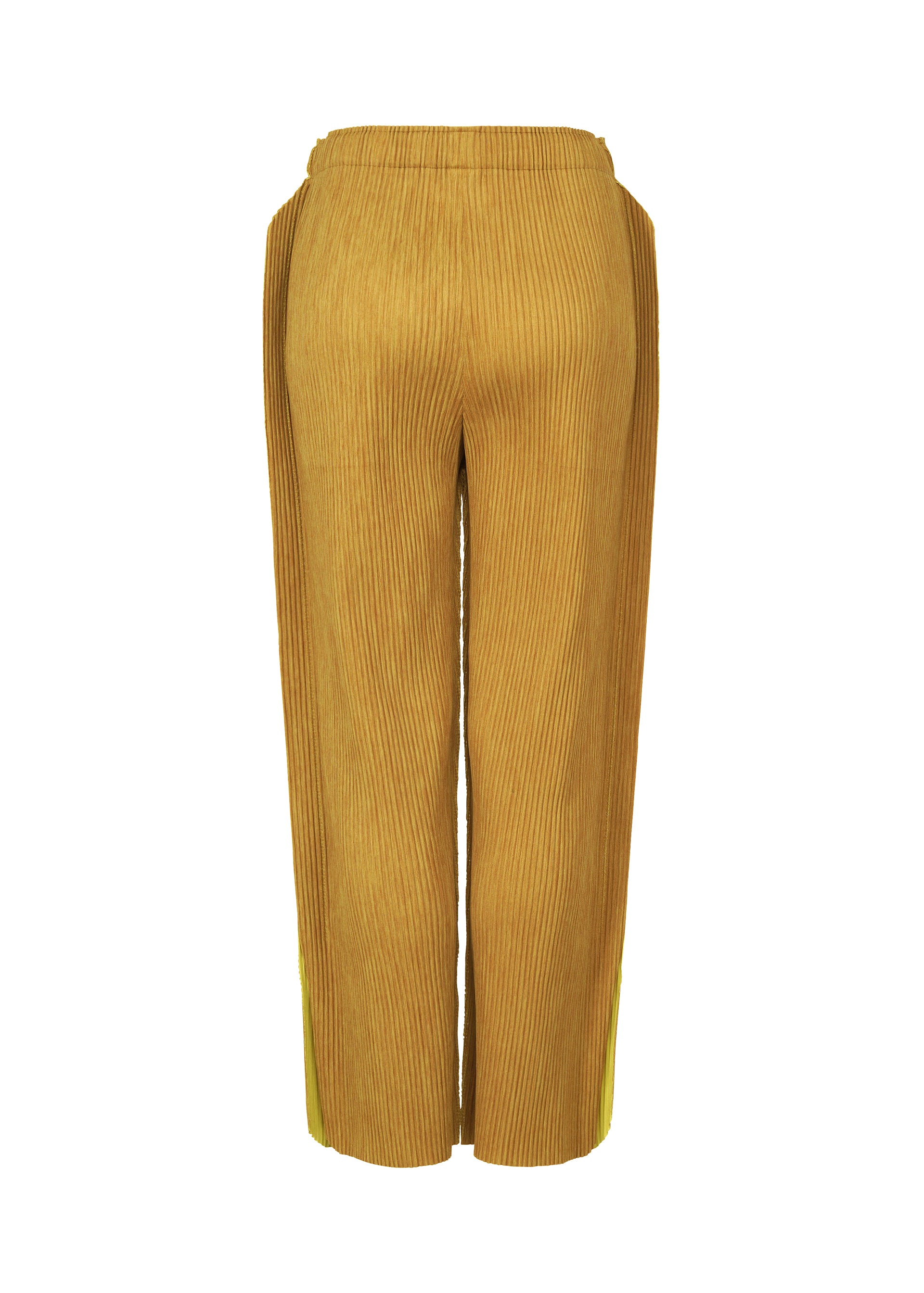 Issey Miyake Mix Fine Knit Pleats kalhoty žluté