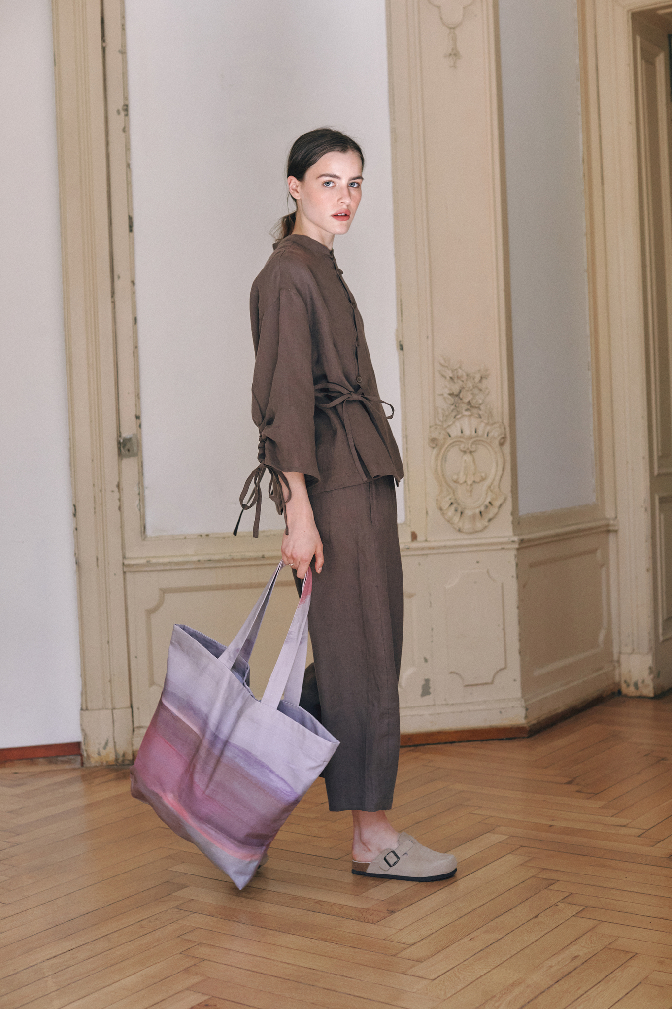 Aurelia & Zwei Frauen Tokyo lňěné kalhoty barrel