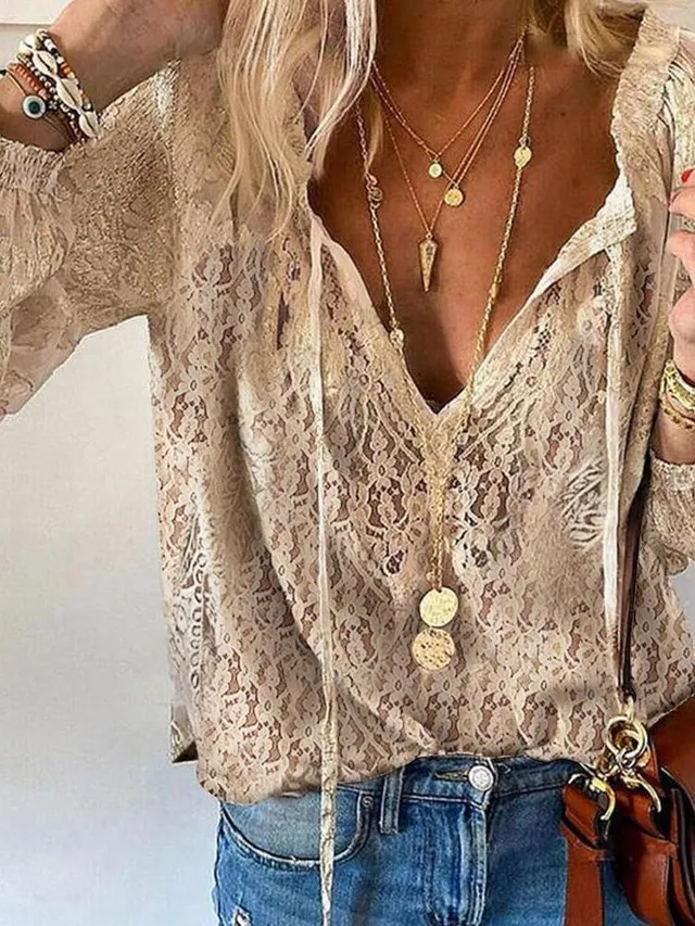 Norielle krajková halenka s véčkem khaki splývavá