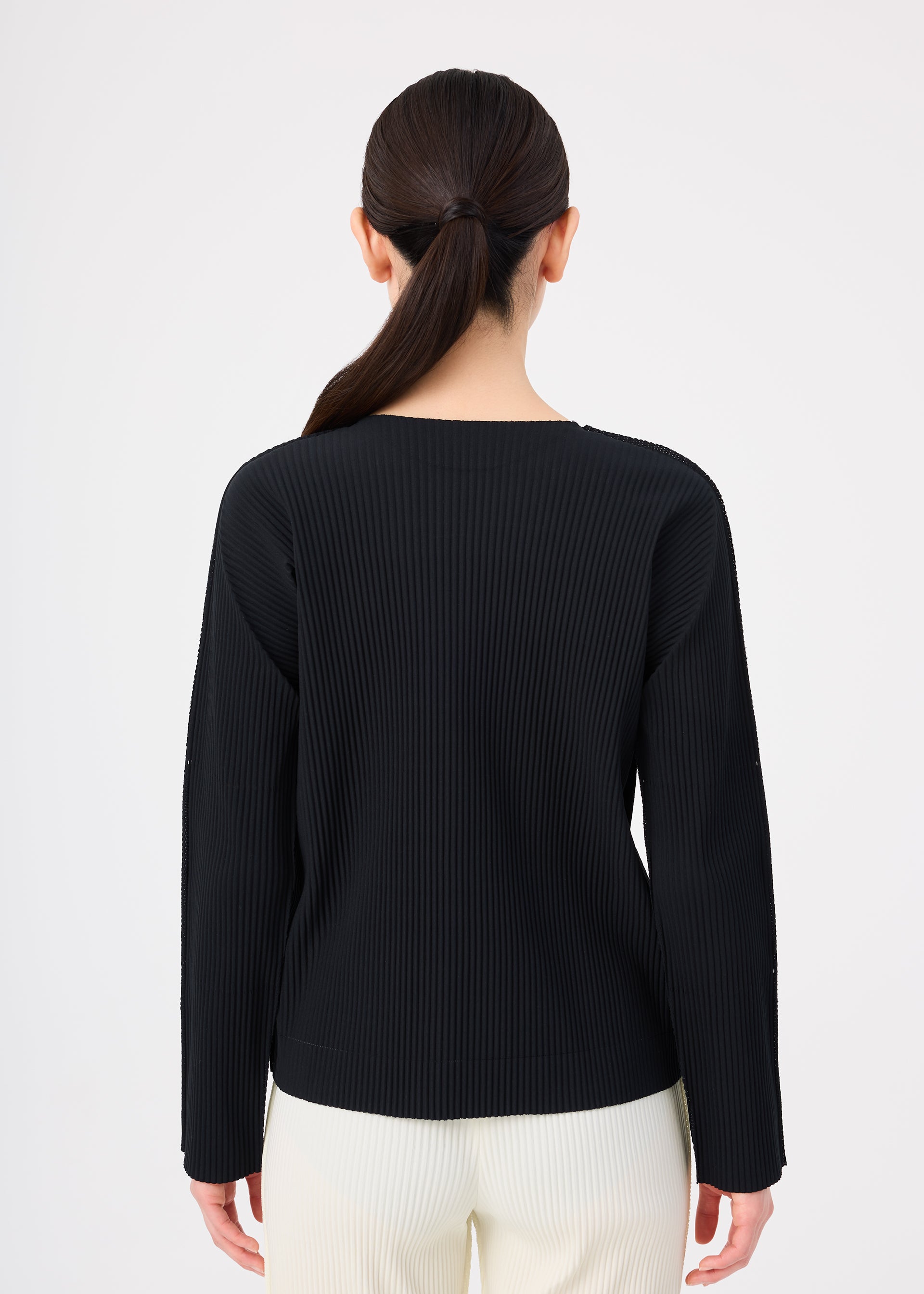 Issey Miyake Fine Knit Pleats plisovaný top bílá
