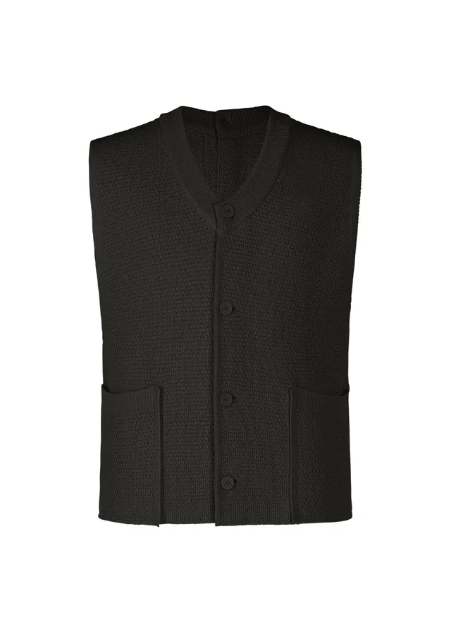 Issey Miyake Rustic Knit pletená vesta černá