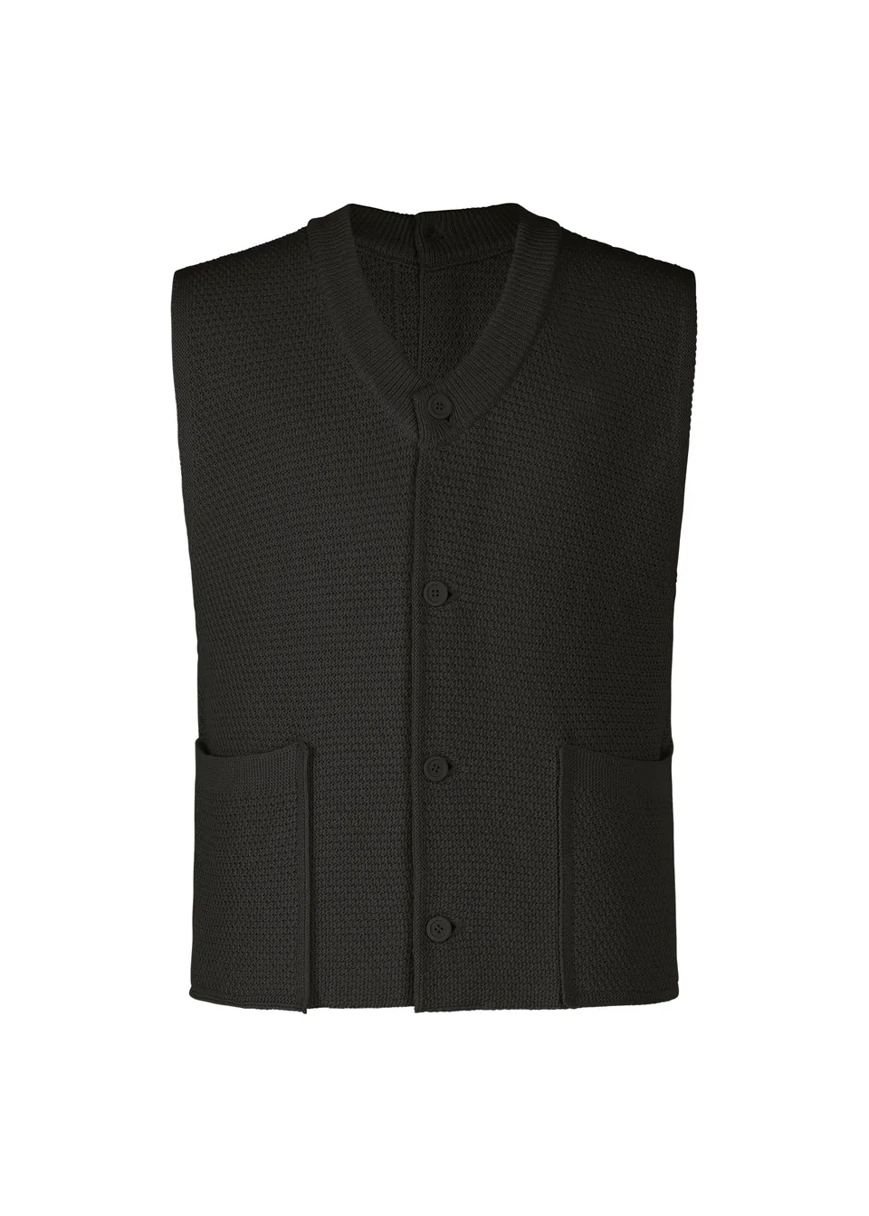 Issey Miyake Rustic Knit pletená vesta černá