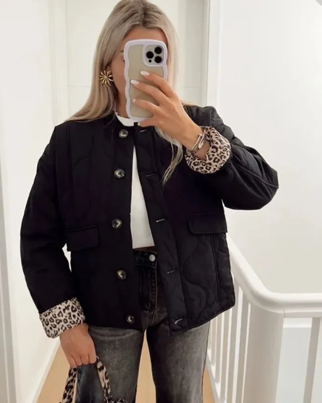 Norielle dámské sako s leopardí podšívkou černá elegantní