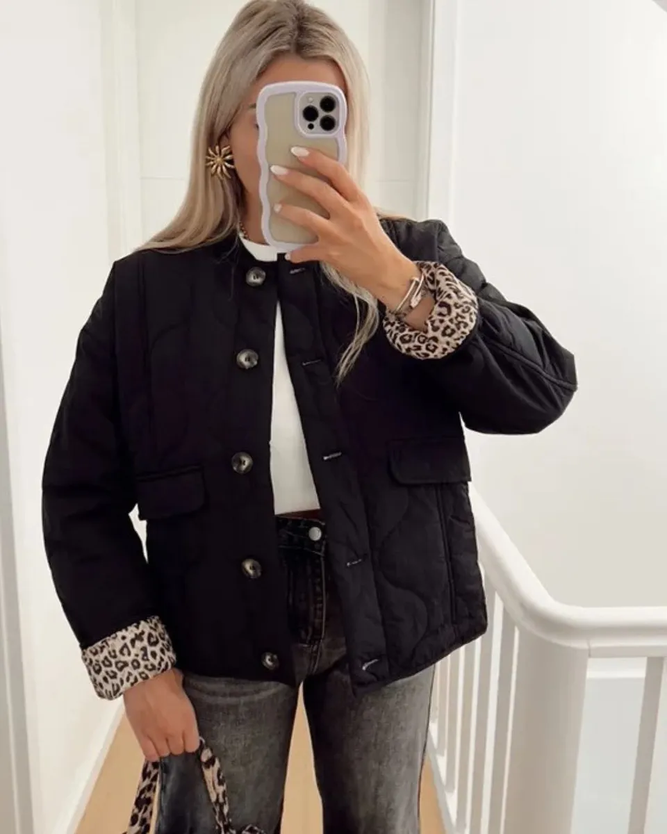 Norielle dámské sako s leopardí podšívkou černá elegantní