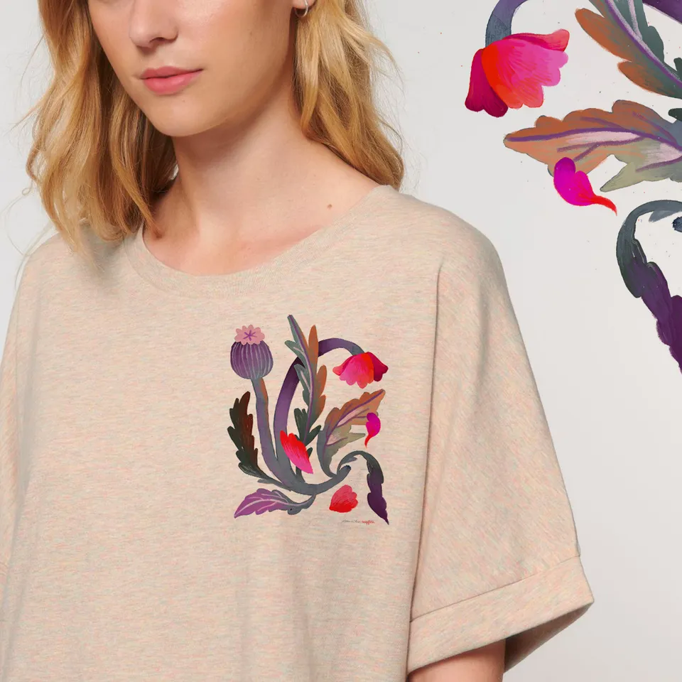 Magifešn Kimono Malá makovice tričko biobavlna oversized