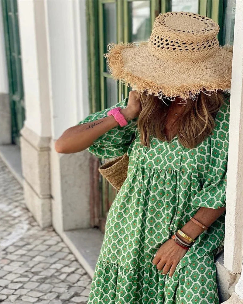 Norielle Bohème maxi šaty s potiskem světle zelené