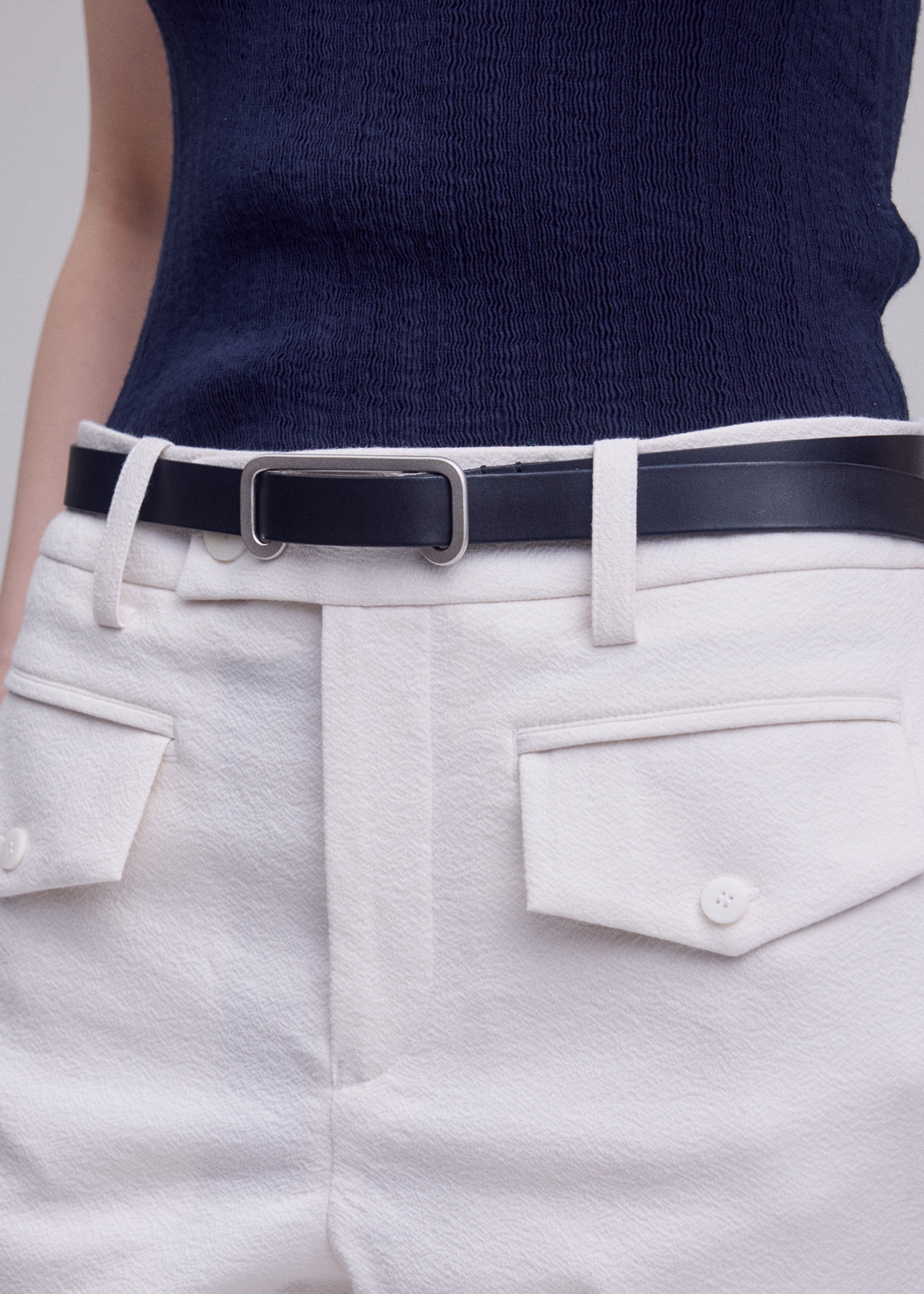 Issey Miyake Solid Leather Belt pásek Black kožený