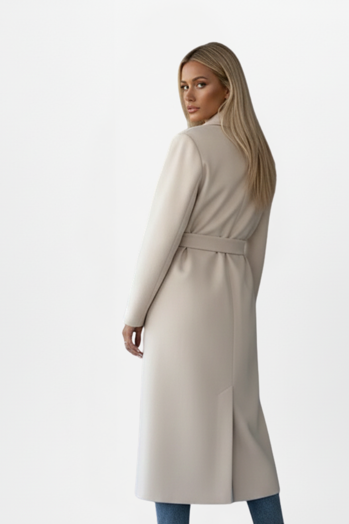 Norielle trenchcoat dlouhý dvouřadý pásek velbloudí