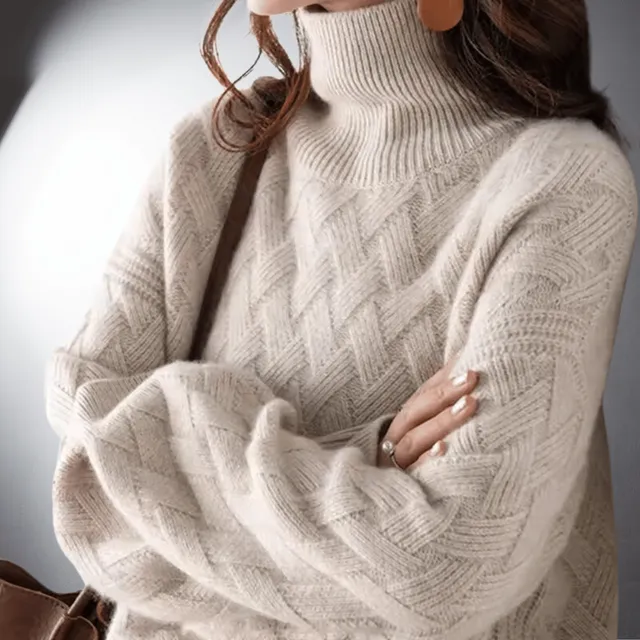 Norielle oversize rolákový svetr béžový copánkový