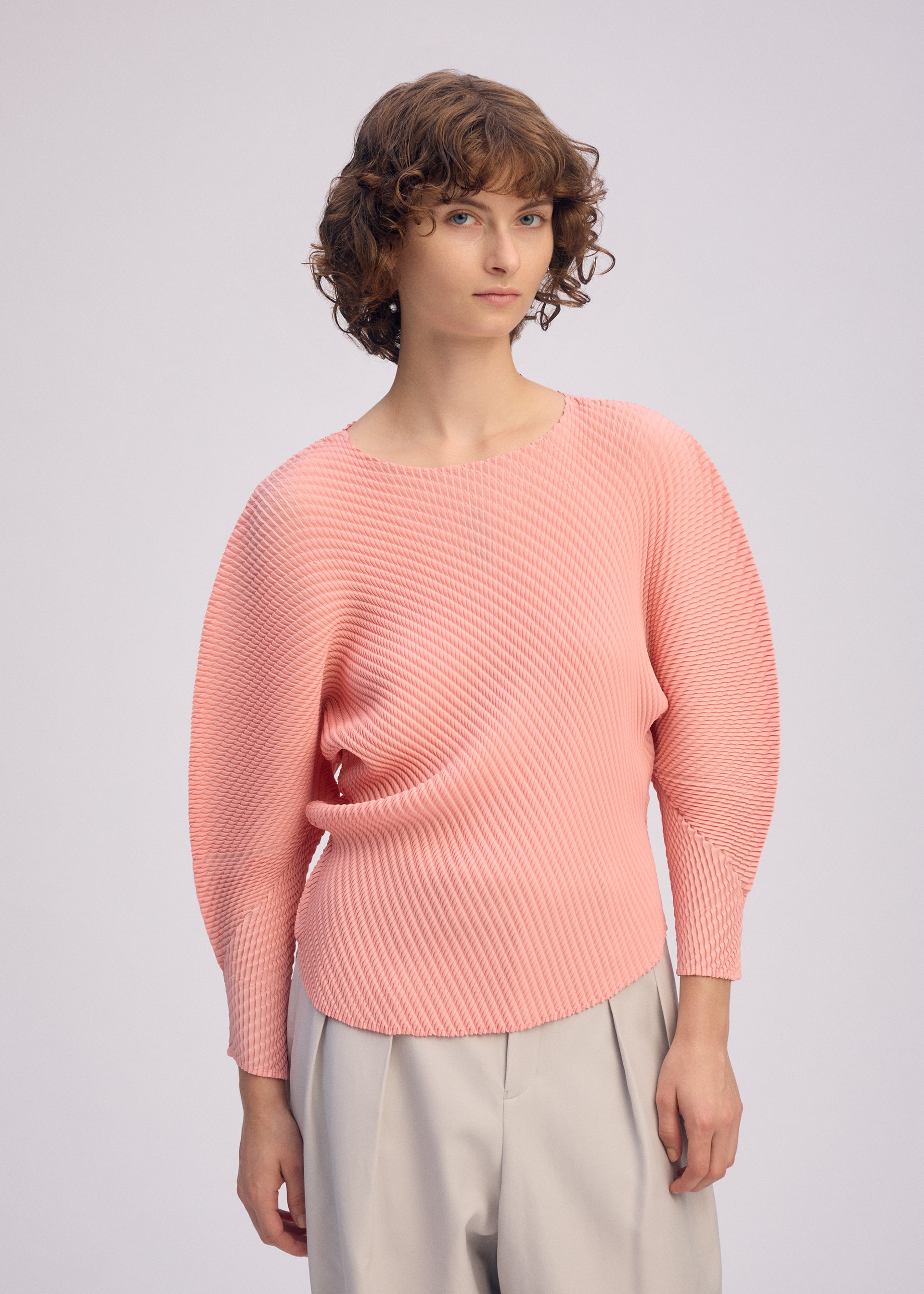 Issey Miyake Misty Pleats plisovaný top Flamingo Pink vel. 2