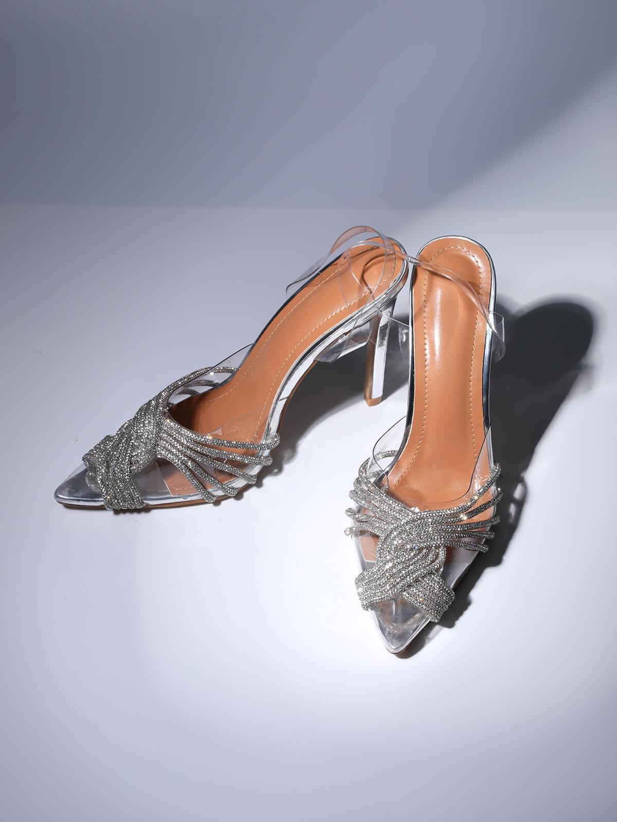Norielle lodičky slingback stříbrné s kamínky